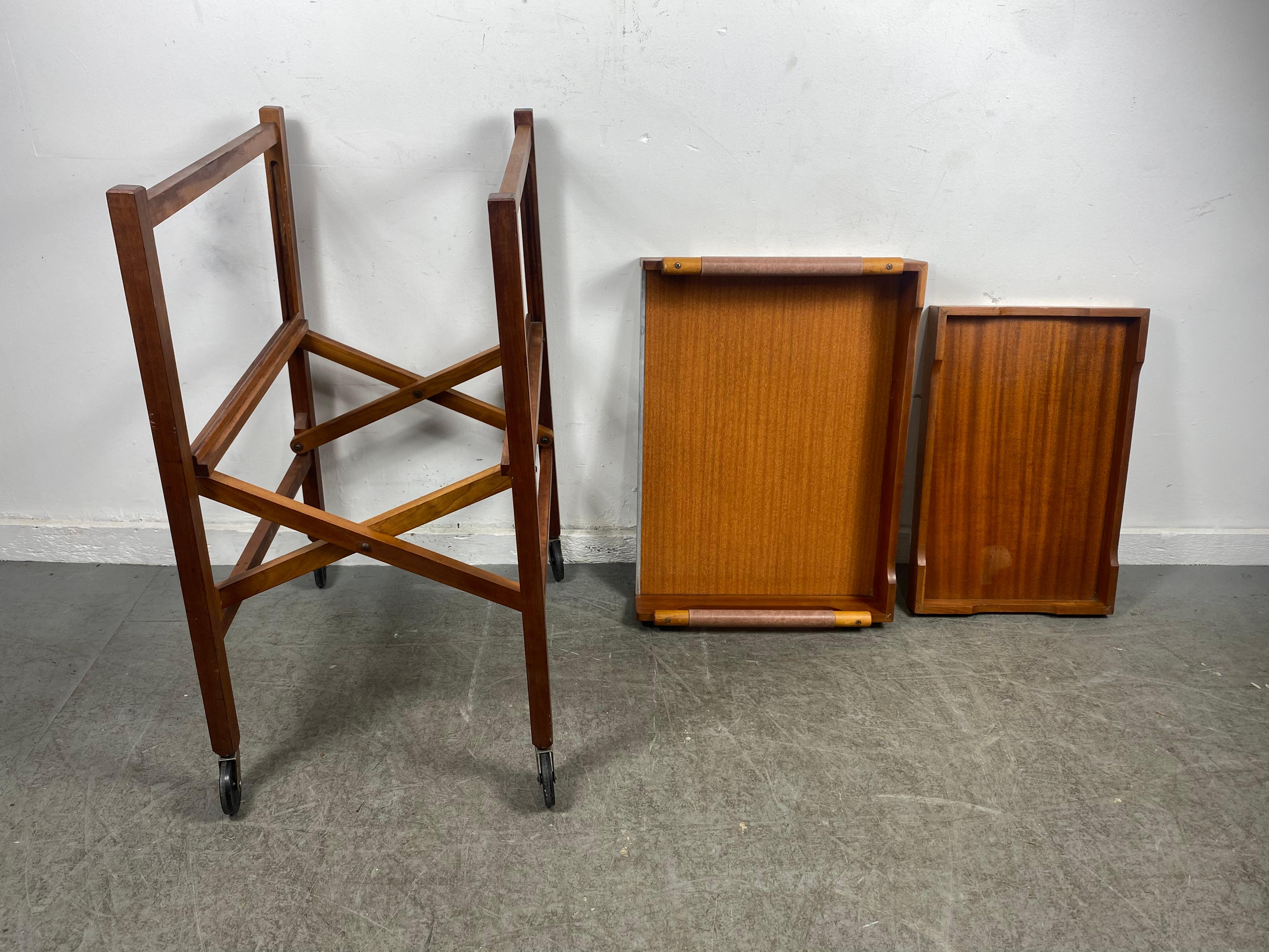 Moderdernist Teak Collapsible Bar Cart /Serving Cart Attrib Johannes Andersen 4