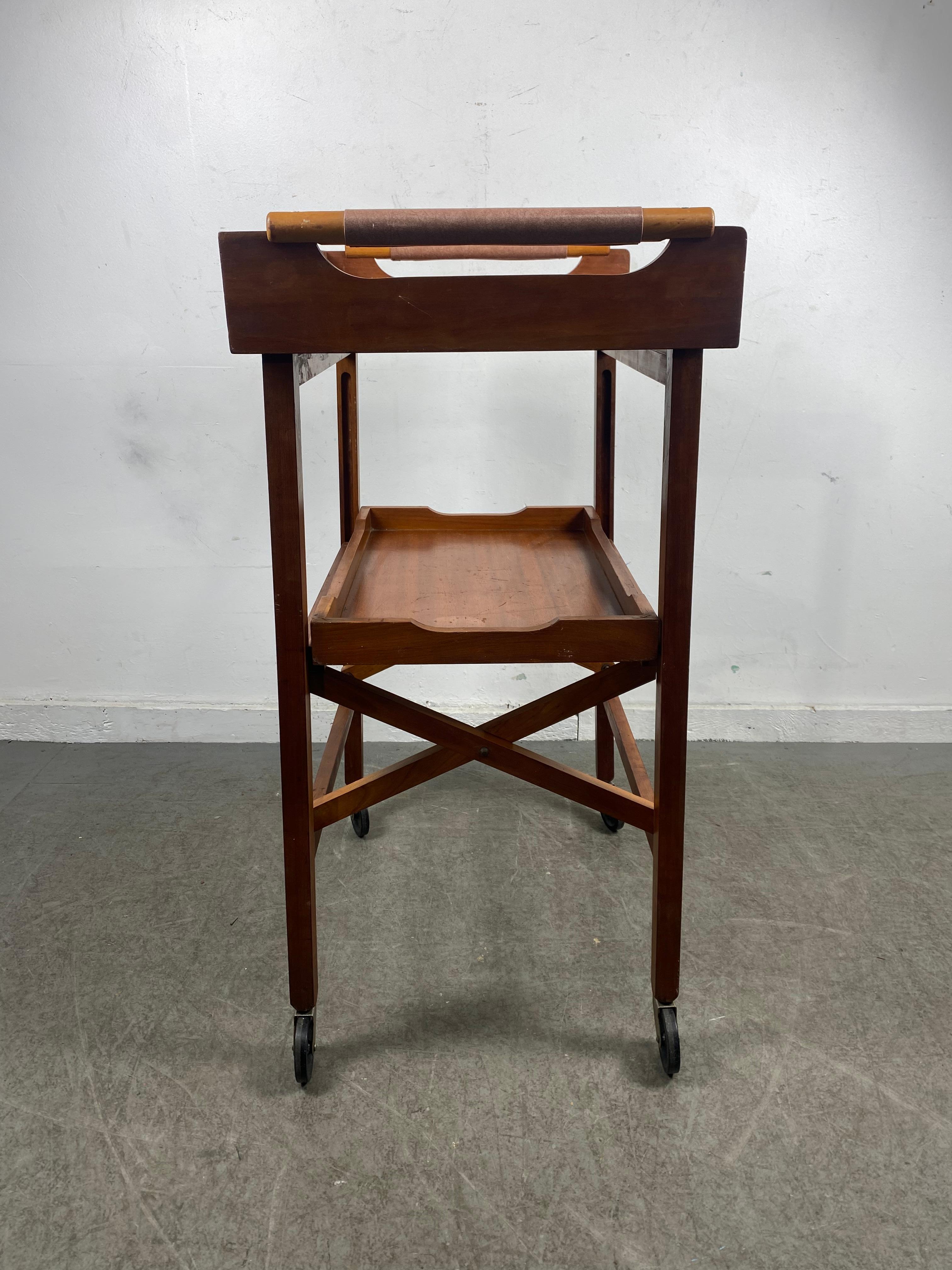 Scandinavian Modern Moderdernist Teak Collapsible Bar Cart /Serving Cart Attrib Johannes Andersen