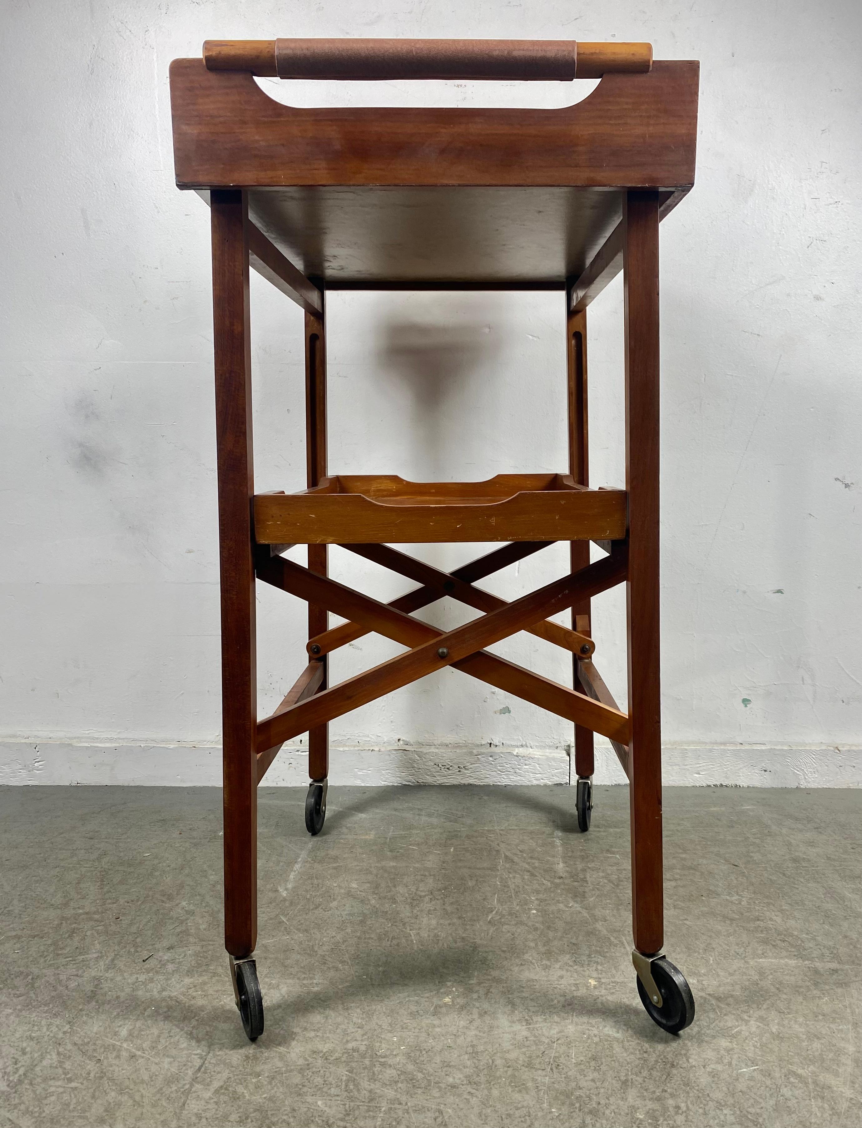 Mid-20th Century Moderdernist Teak Collapsible Bar Cart /Serving Cart Attrib Johannes Andersen