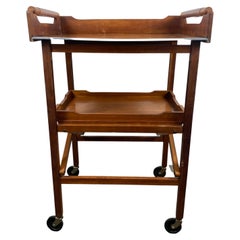 Moderdernist Teak Collapsible Bar Cart /Serving Cart Attrib Johannes Andersen