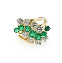 Modernist Kurt Wayne Ring with Emeralds and Diamonds in 18k Yellow Gold