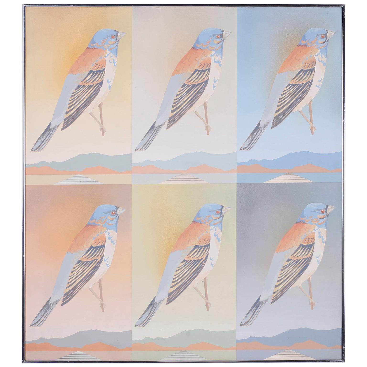 Moderist Acrylic Painting of Birds