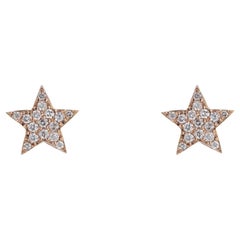 Clous d'oreilles étoile modernes en or rose 18 carats avec diamants 0,15 carat