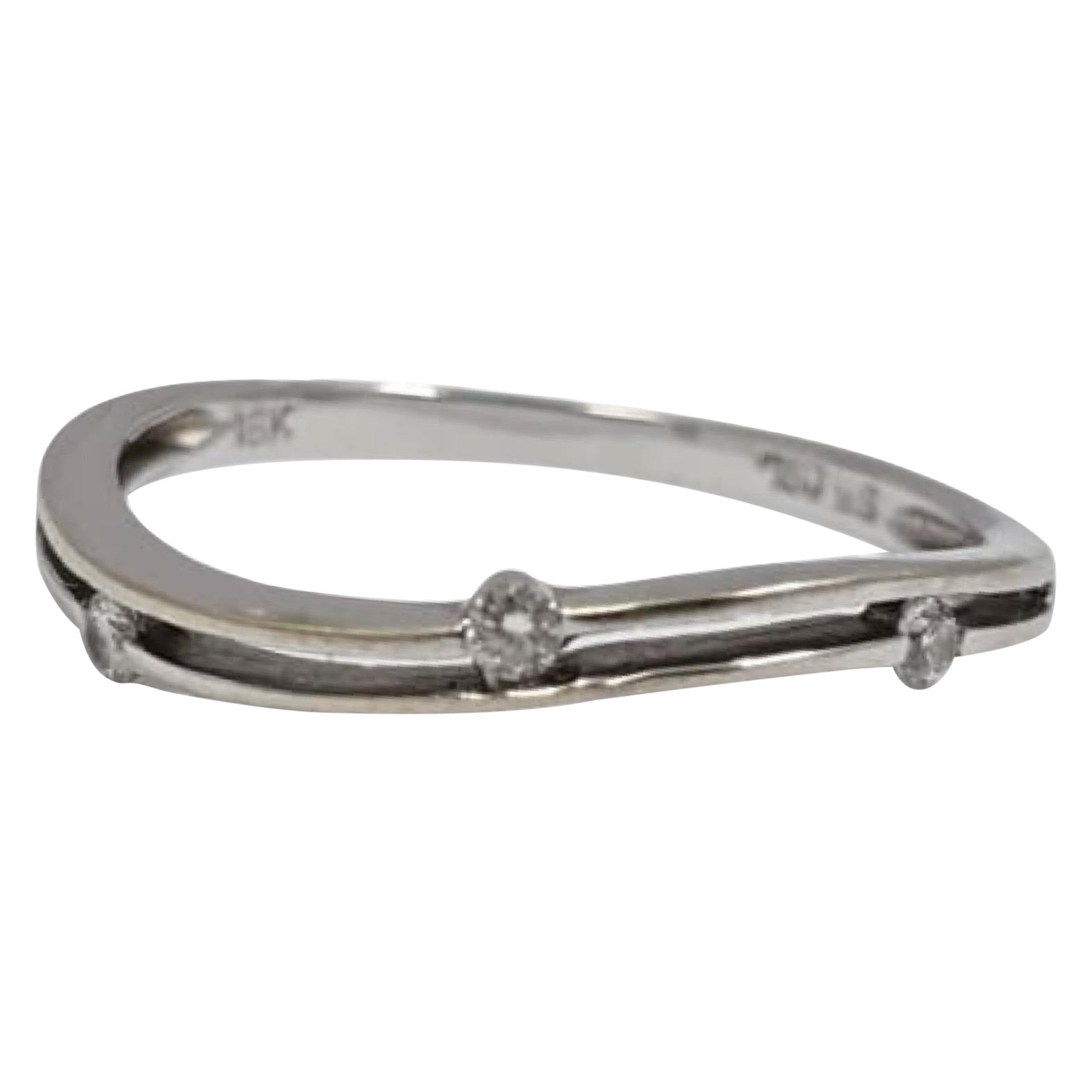 Moderne 0,15 tcw Triple-Diamant Minimalist Band Ring 18k Weißgold