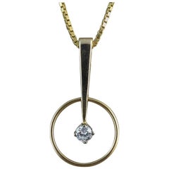 Modern 0.20 Carat Diamond Pendant in Yellow Gold with Chain