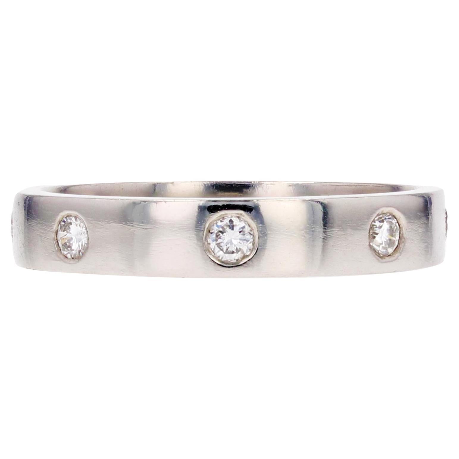 Modern 0.24 Carat Diamond Platinum Band Wedding Ring For Sale