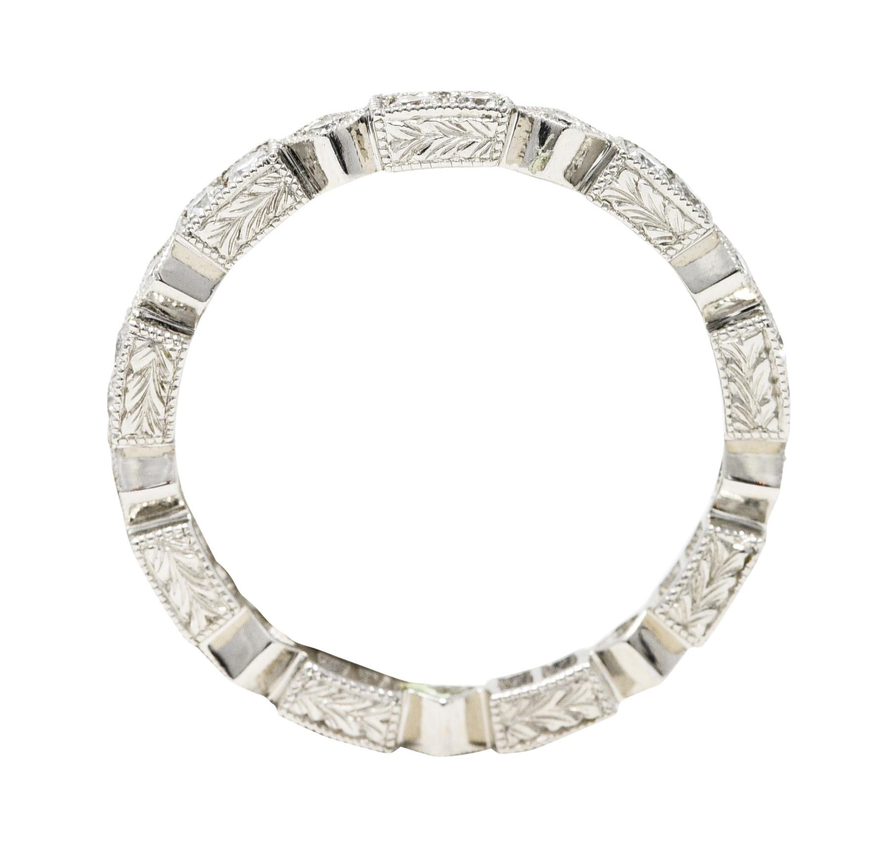 Moderner 0,31 Karat Diamant 18 Karat Weißgold Geometrischer Stapelring (Brillantschliff)
