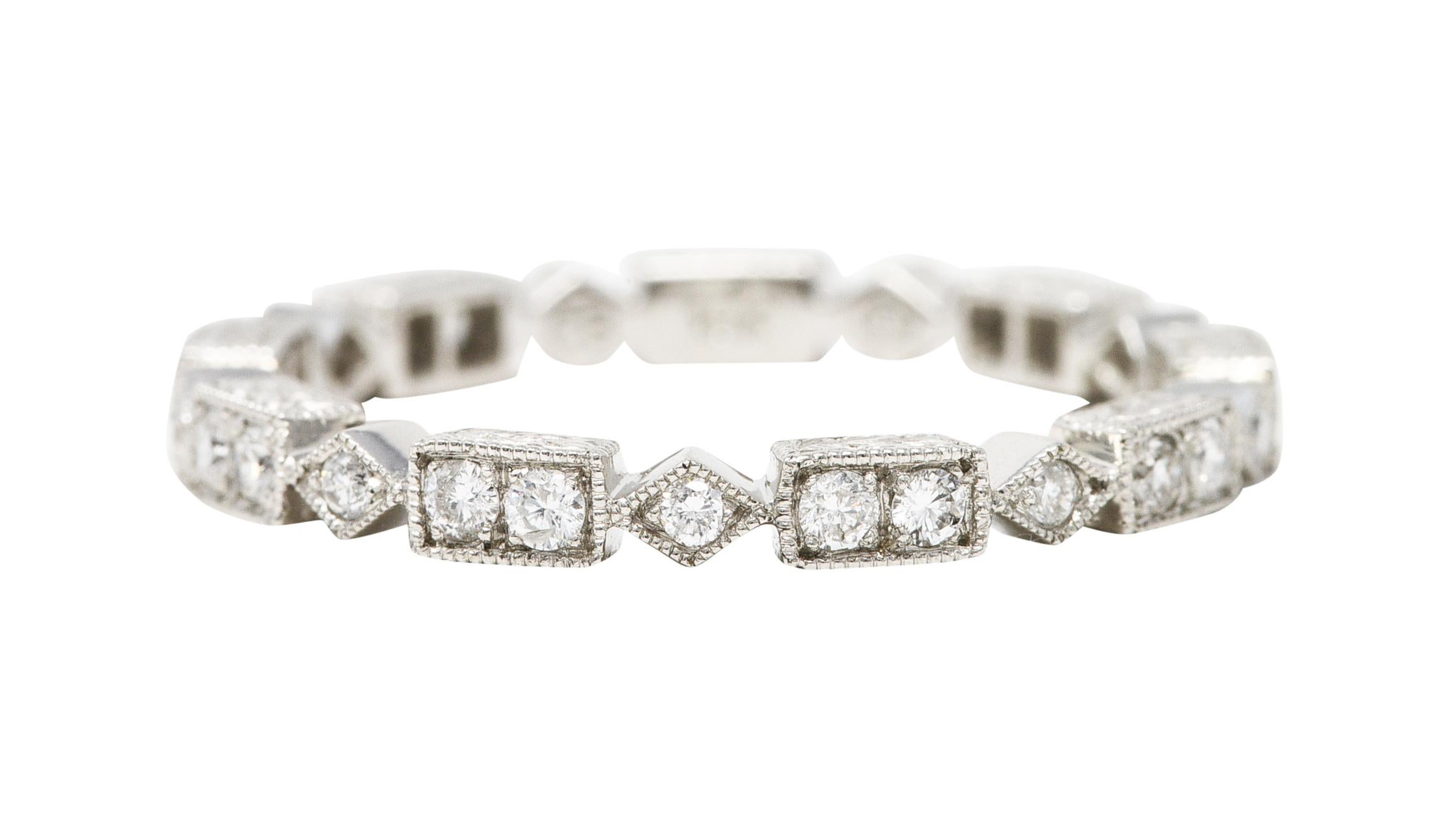 Moderner 0,31 Karat Diamant 18 Karat Weißgold Geometrischer Stapelring im Zustand „Hervorragend“ in Philadelphia, PA