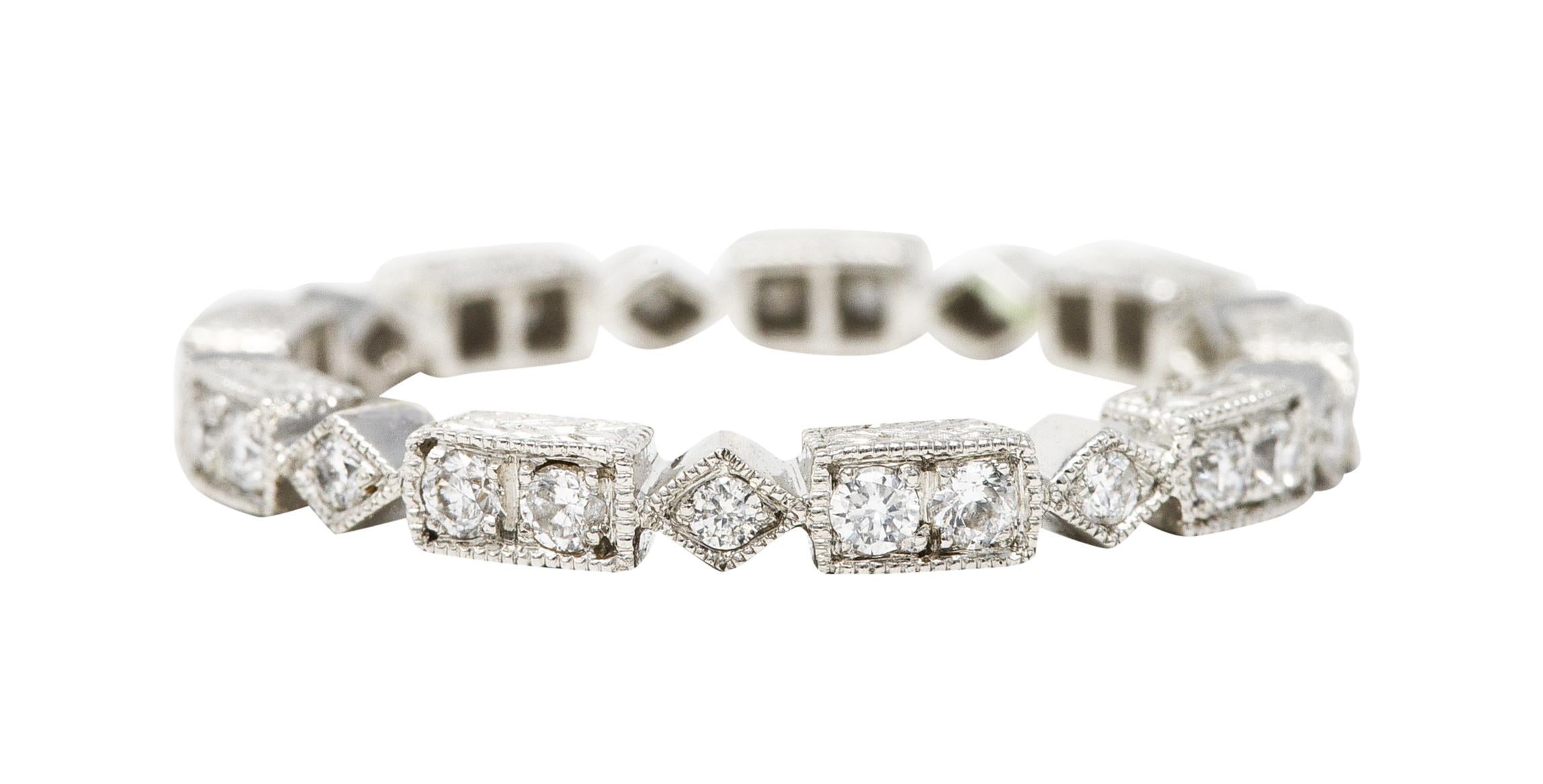 Moderner 0,31 Karat Diamant 18 Karat Weißgold Geometrischer Stapelring für Damen oder Herren