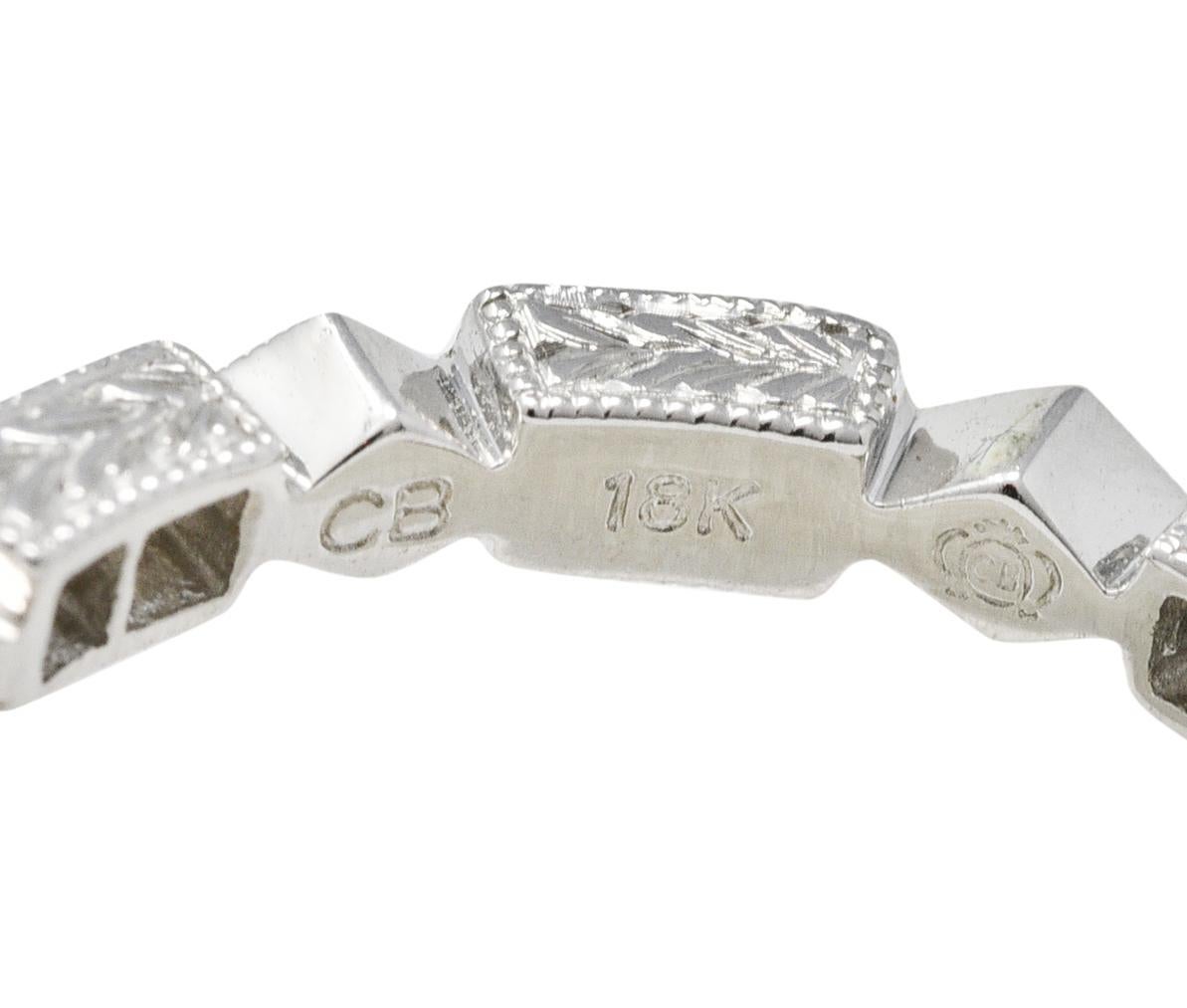 Moderner 0,31 Karat Diamant 18 Karat Weißgold Geometrischer Stapelring 1