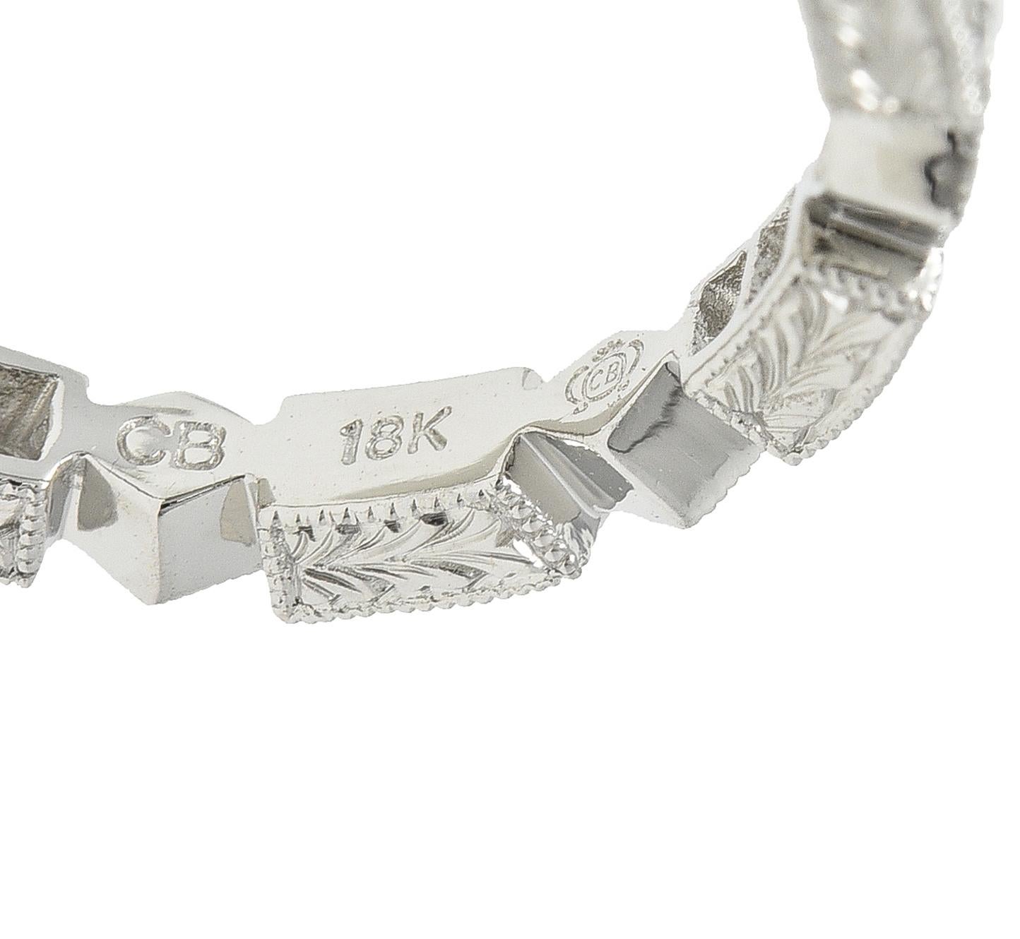 Modern 0.31 CTW Diamond 18 Karat White Gold Geometric Stacking Band Ring For Sale 1