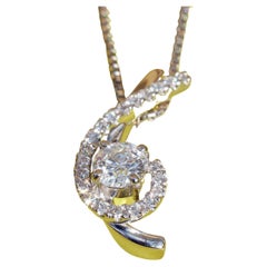Modern 0.318ct and 0.14ct Solitaire Brilliant Pendant with Chain W SI Platinum