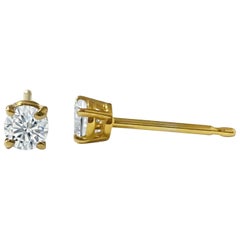 Modern 0.50 Carat Diamond Stud Earrings in 14 Karat Yellow Gold Four Prong