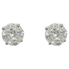 Modern 0.56 Carat Diamond 18 Karat White Gold Stud Earrings