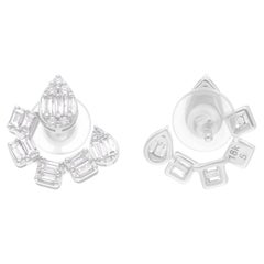 Modern 0.56Ct Diamond Stud Earrings for Women in 14K White Gold Fine Jewelry
