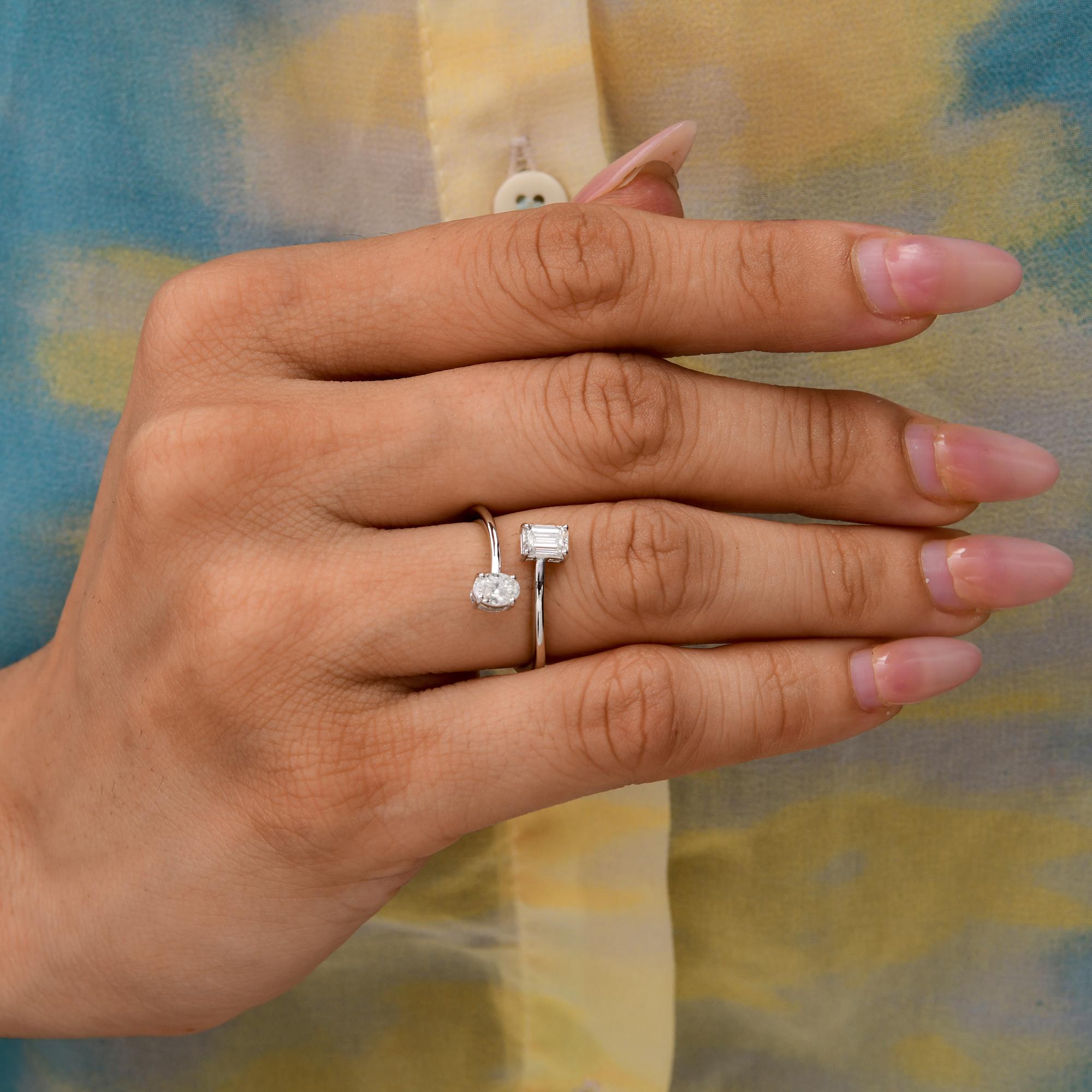 En venta: Anillo abierto moderno de diamantes SI/H de 0,62 quilates y oro blanco macizo de 18k  11