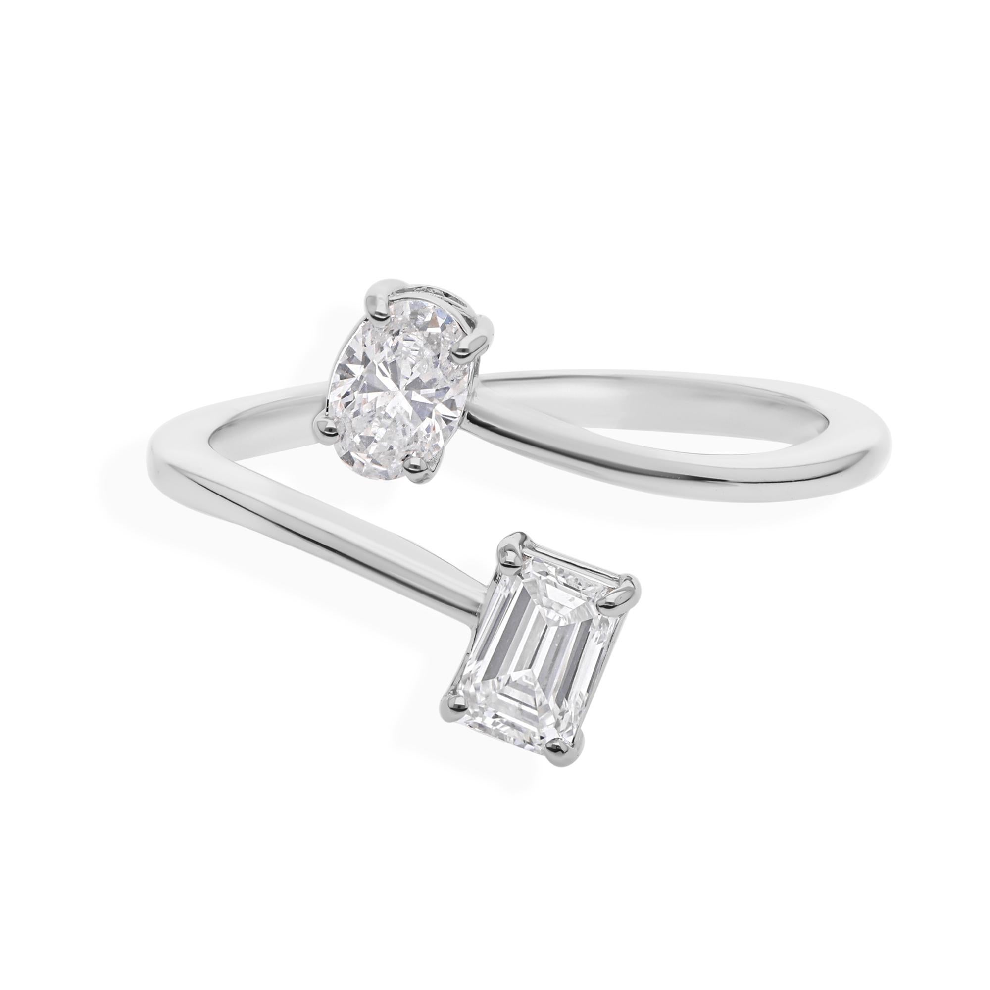 En venta: Anillo abierto moderno de diamantes SI/H de 0,62 quilates y oro blanco macizo de 18k  12