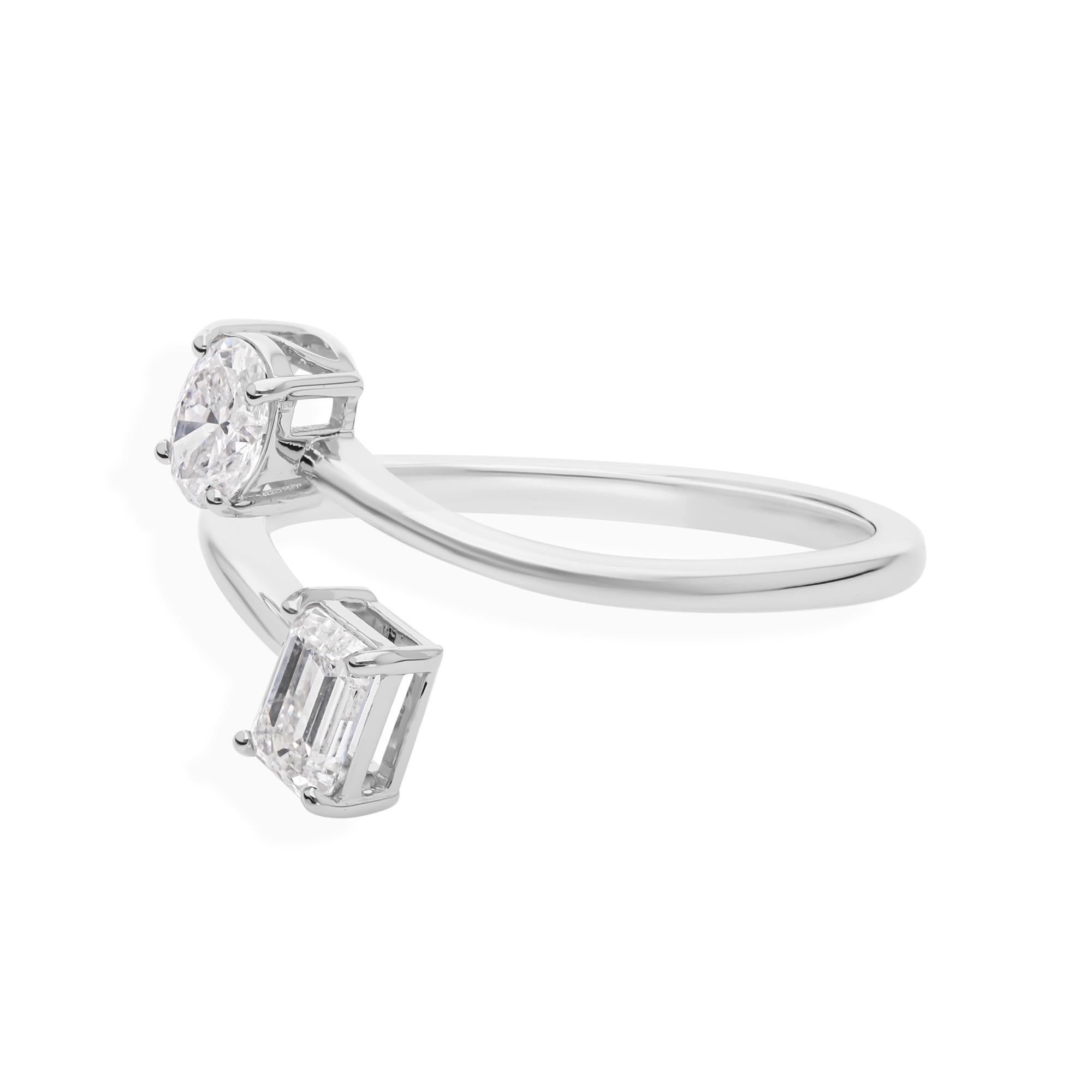 En venta: Anillo abierto moderno de diamantes SI/H de 0,62 quilates y oro blanco macizo de 18k  13