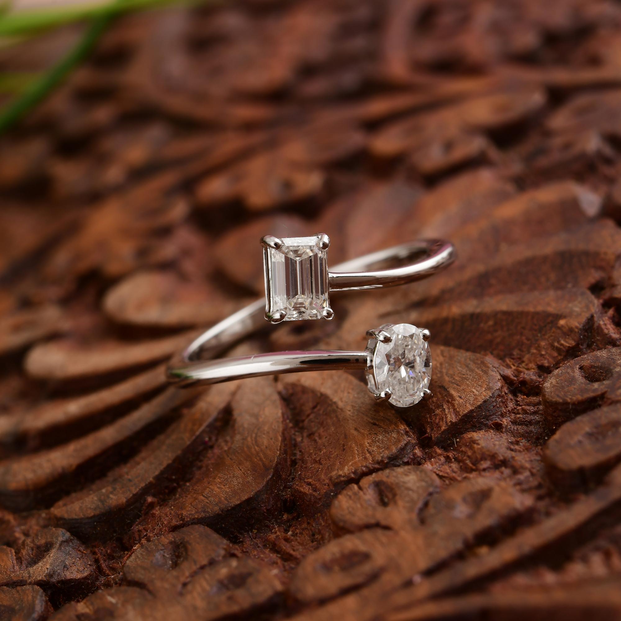 En venta: Anillo abierto moderno de diamantes SI/H de 0,62 quilates y oro blanco macizo de 18k  3