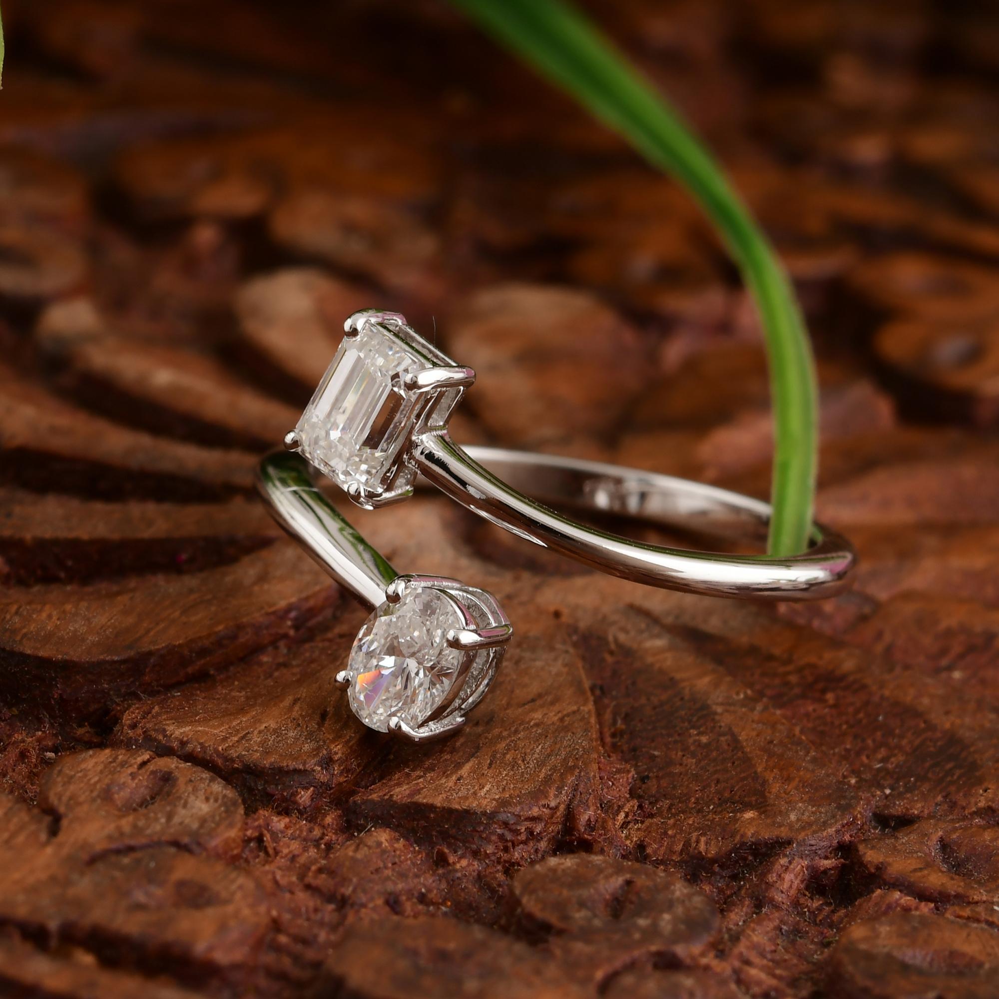 En venta: Anillo abierto moderno de diamantes SI/H de 0,62 quilates y oro blanco macizo de 18k  4
