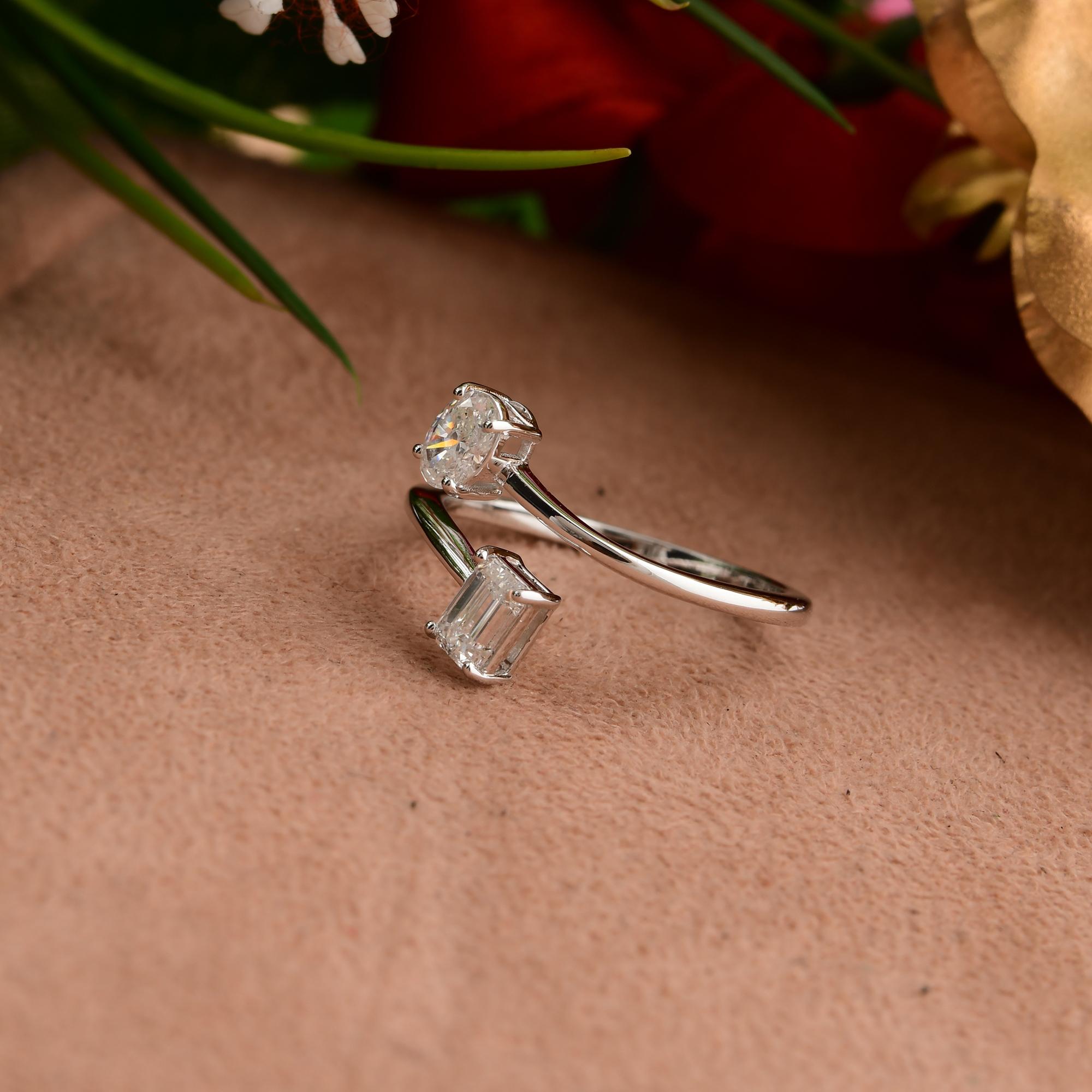 En venta: Anillo abierto moderno de diamantes SI/H de 0,62 quilates y oro blanco macizo de 18k  6