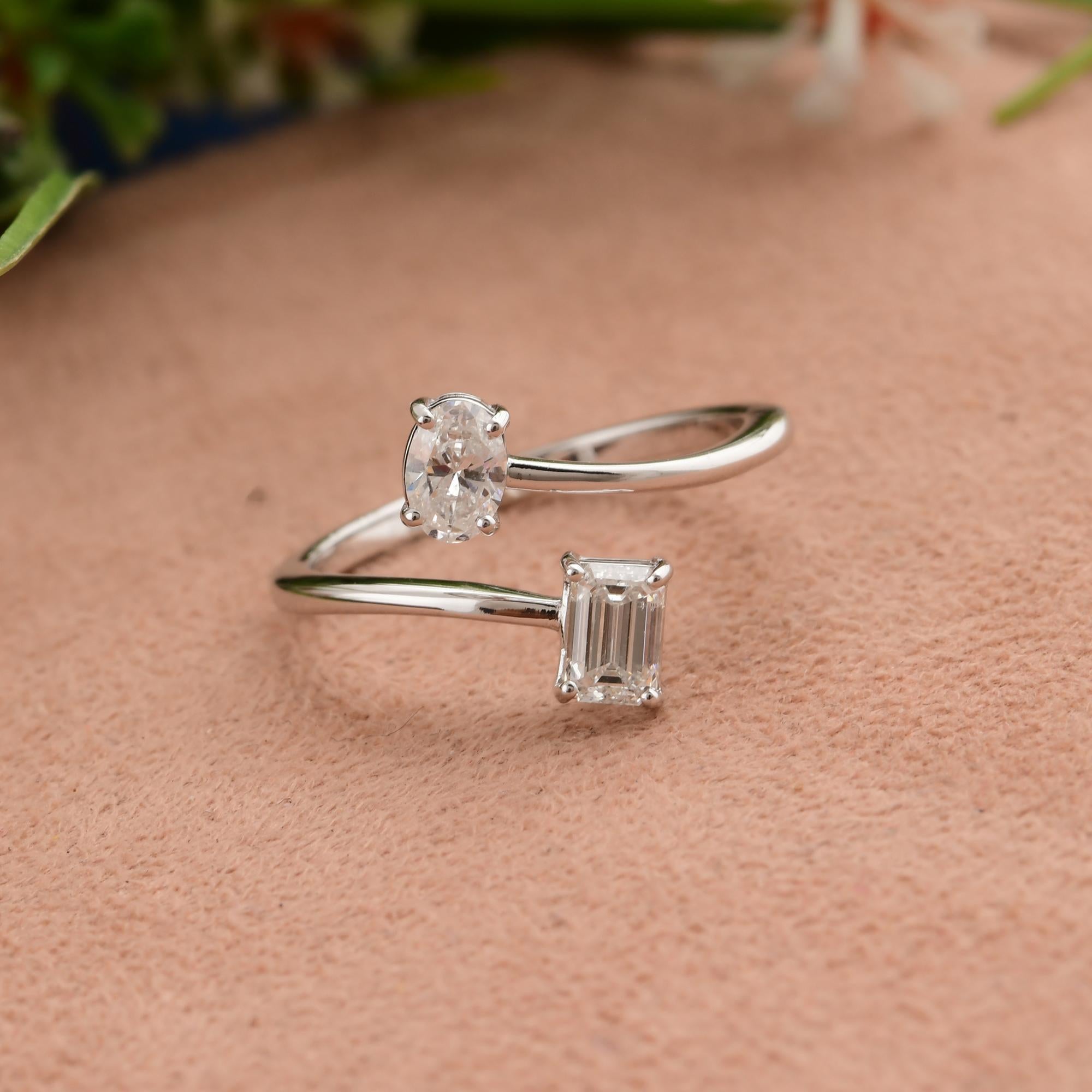En venta: Anillo abierto moderno de diamantes SI/H de 0,62 quilates y oro blanco macizo de 18k  8