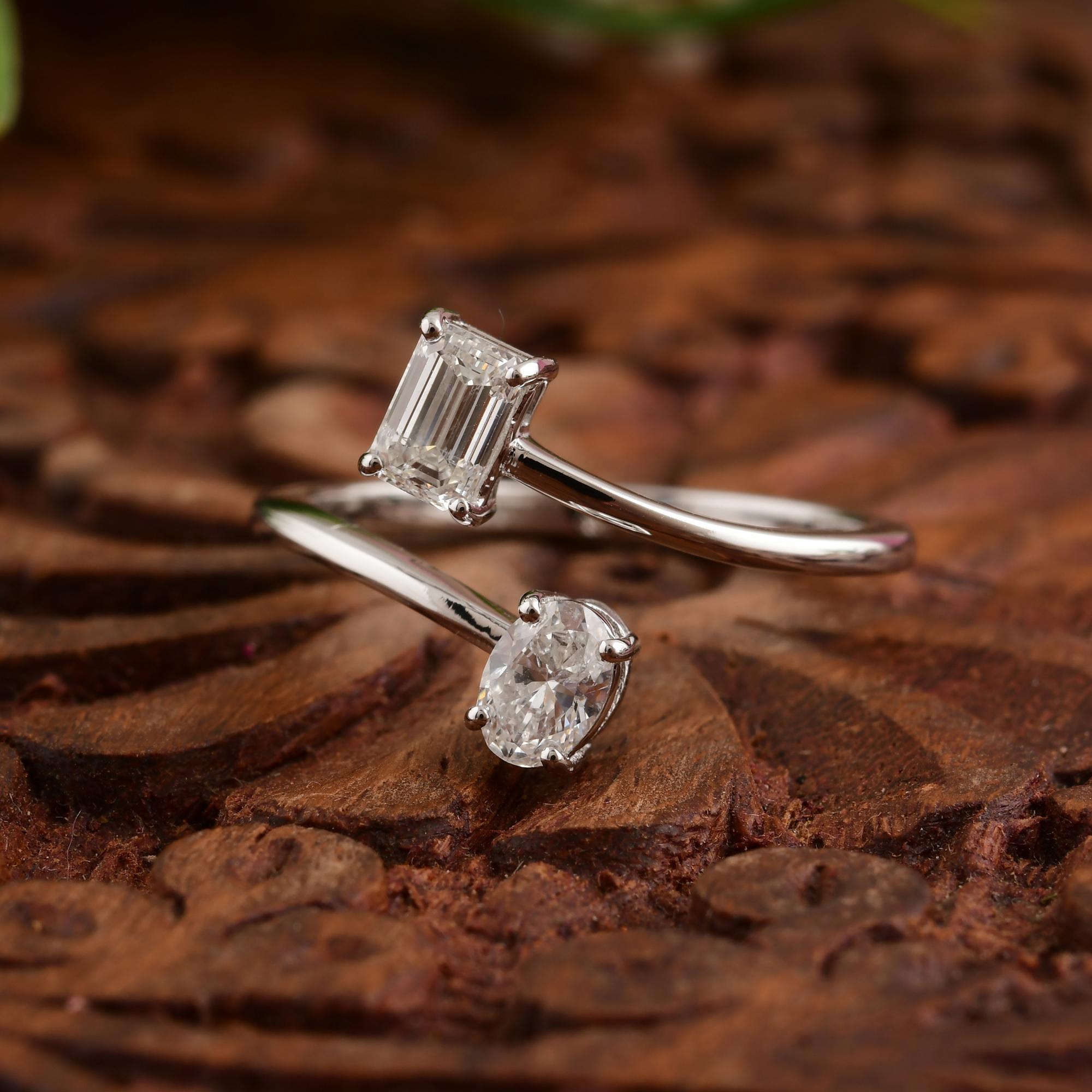 En venta: Anillo abierto moderno de diamantes SI/H de 0,62 quilates y oro blanco macizo de 18k  9