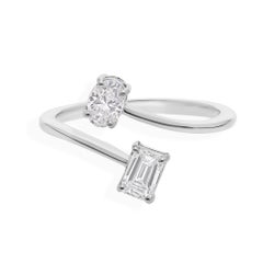 Anillo abierto moderno de diamantes SI/H de 0,62 quilates y oro blanco macizo de 18k
