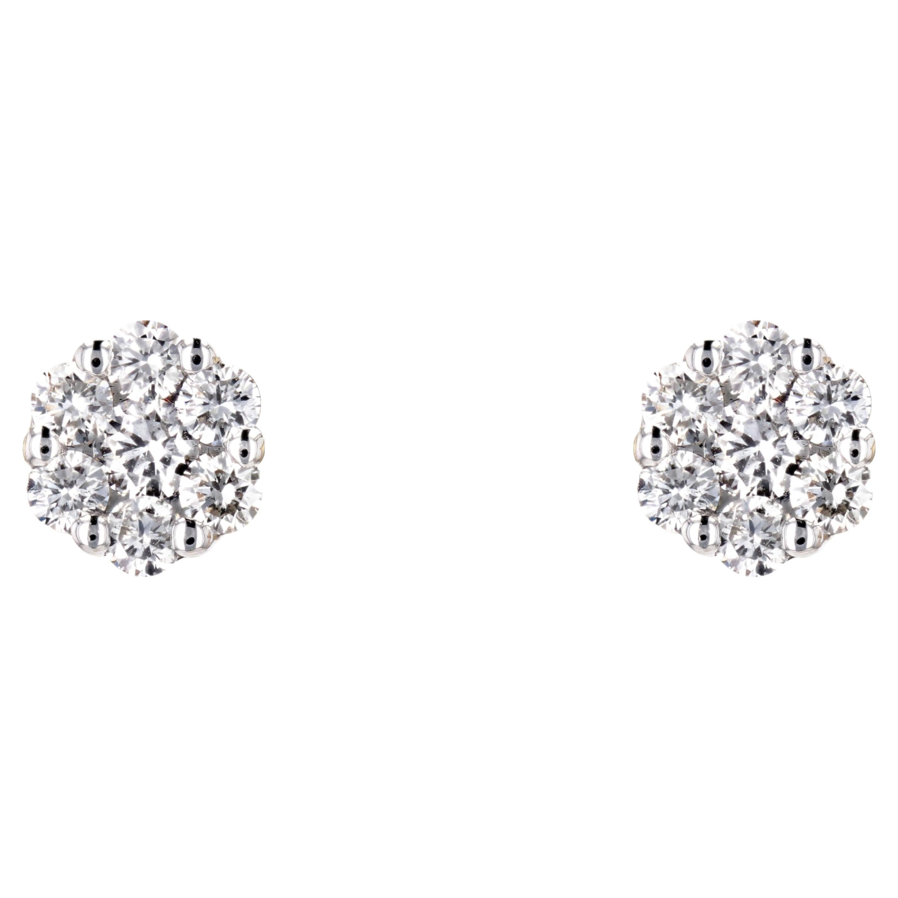 Modern 0,69 Karat Diamant 18 Karat Weißgold Blumenohrstecker