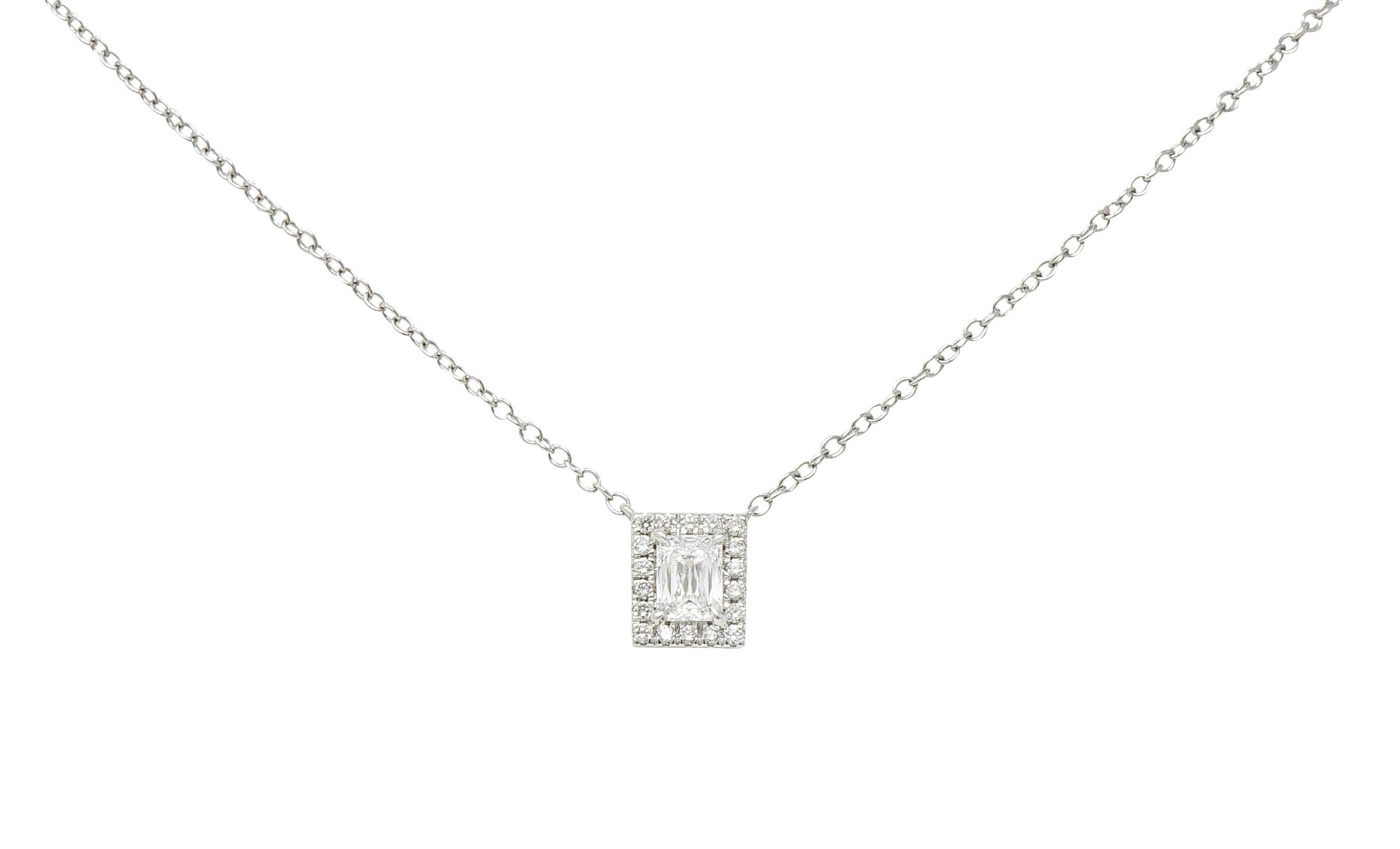 Modern 0.70 Carat Crisscut Diamond Platinum Station Necklace 4