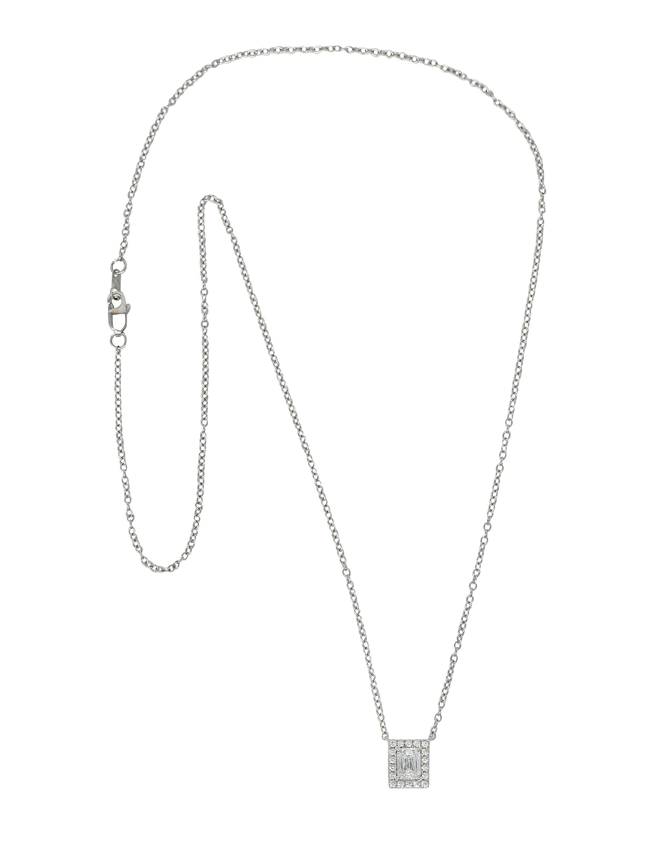 Contemporary Modern 0.70 Carat Crisscut Diamond Platinum Station Necklace