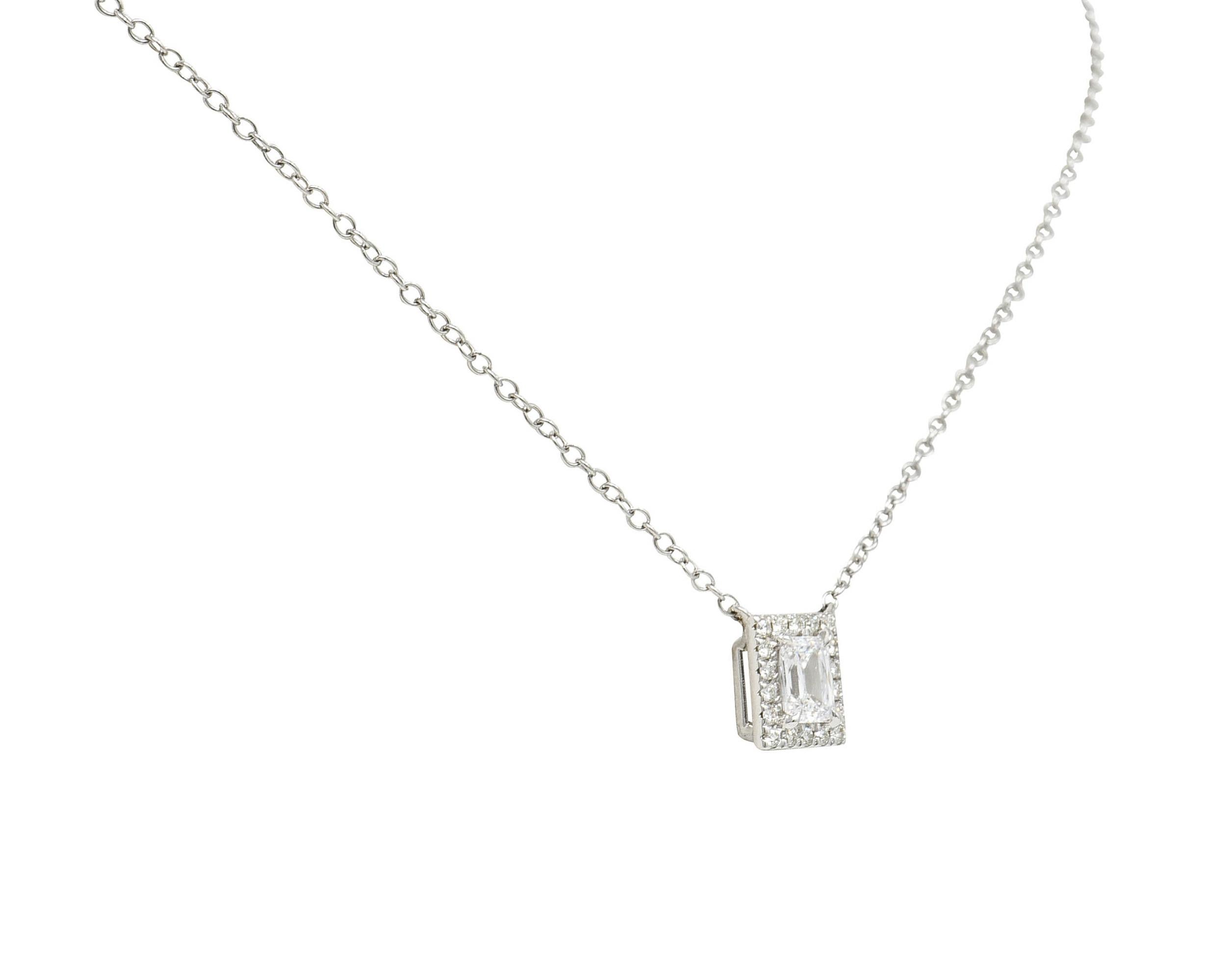 Modern 0.70 Carat Crisscut Diamond Platinum Station Necklace In Excellent Condition In Philadelphia, PA