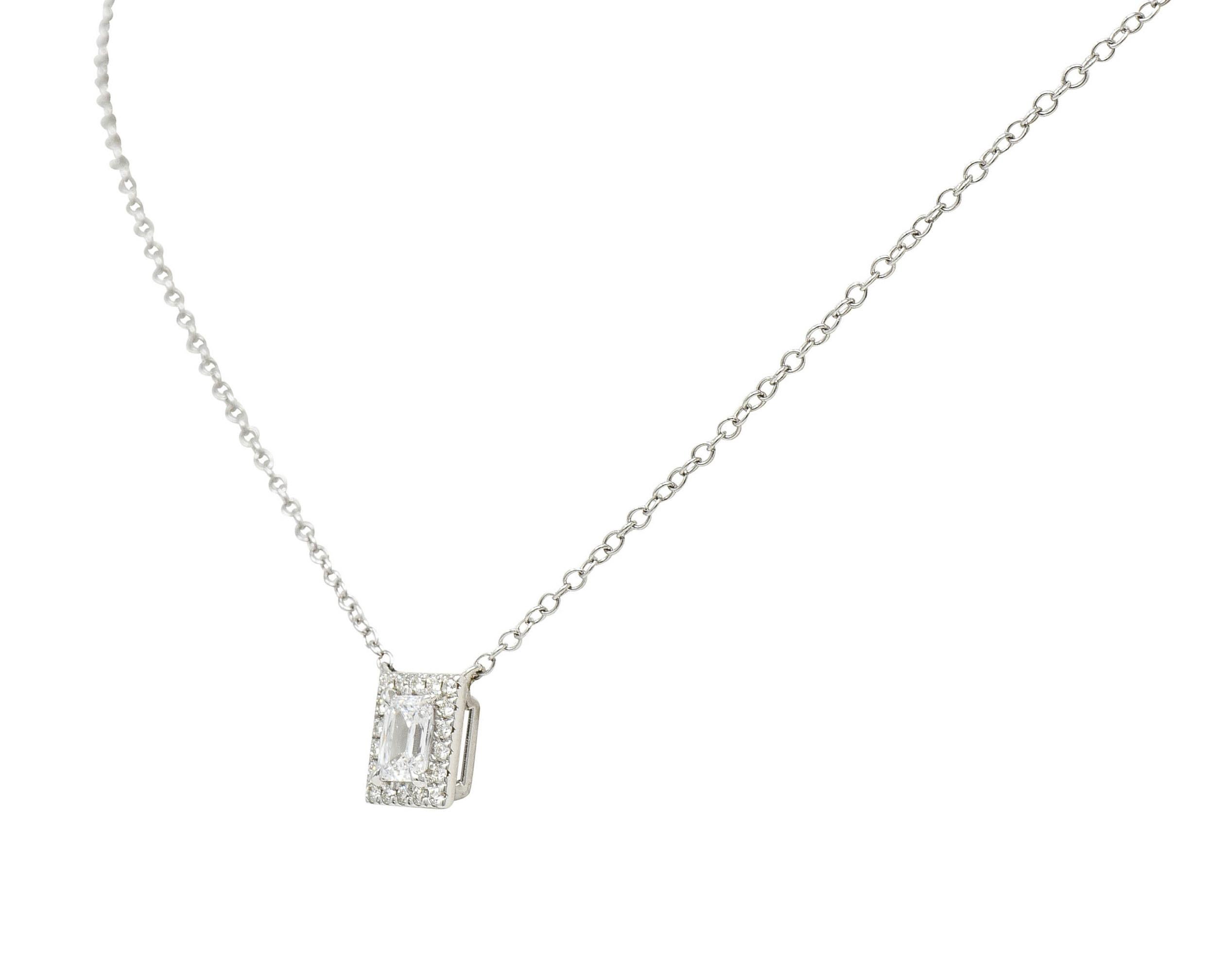 Women's or Men's Modern 0.70 Carat Crisscut Diamond Platinum Station Necklace