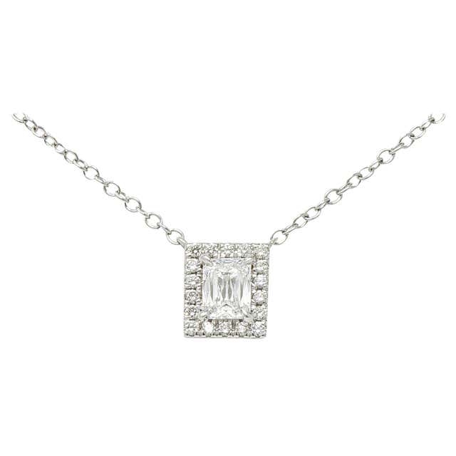1920s Art Deco Diamond Camphor Glass Platinum Oval Drop Necklace at 1stDibs