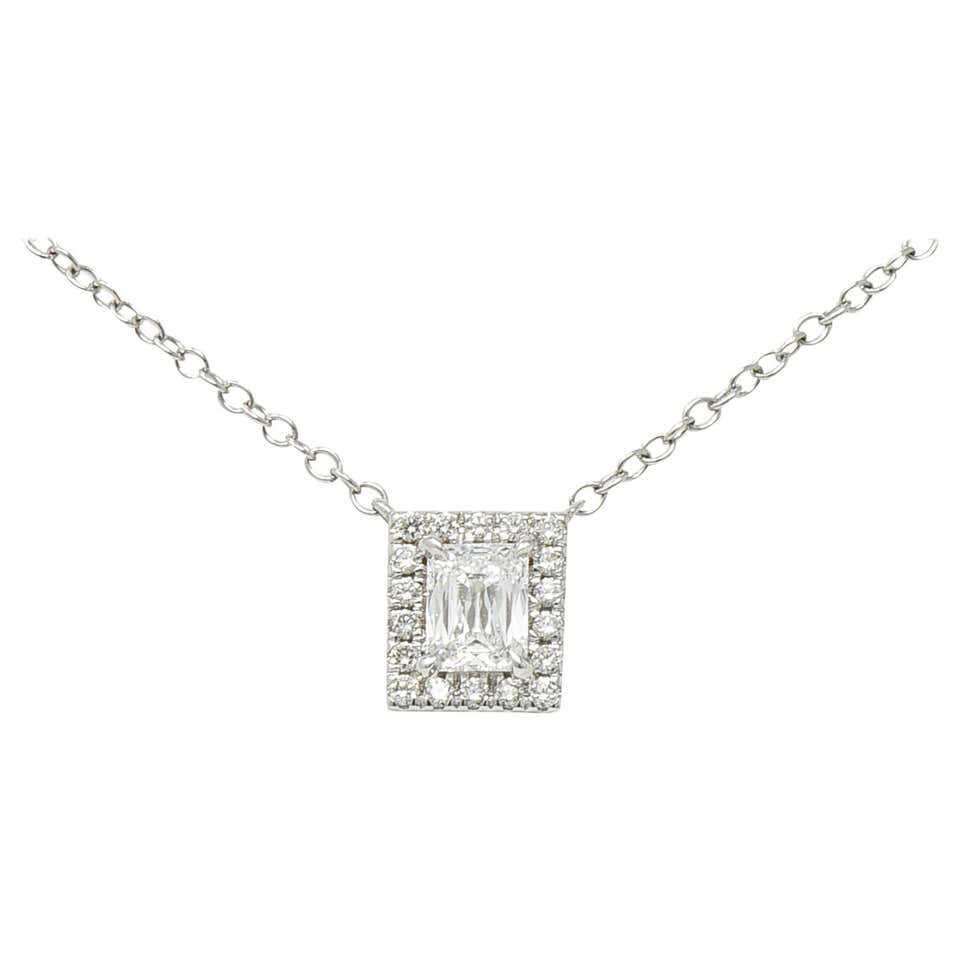 1920s Art Deco Diamond Camphor Glass Platinum Oval Drop Necklace at 1stDibs