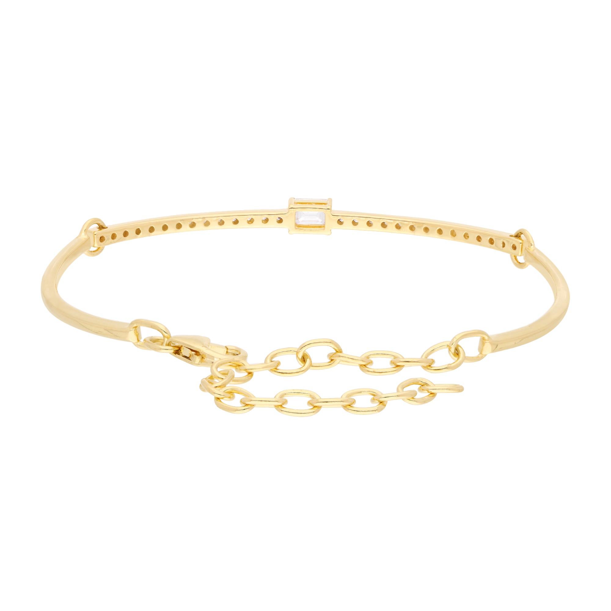 Bracelet moderne en or jaune 14 carats, 0,77 carat Emerald Cut SI/H Diamond Neuf - En vente à Diera, Dubai