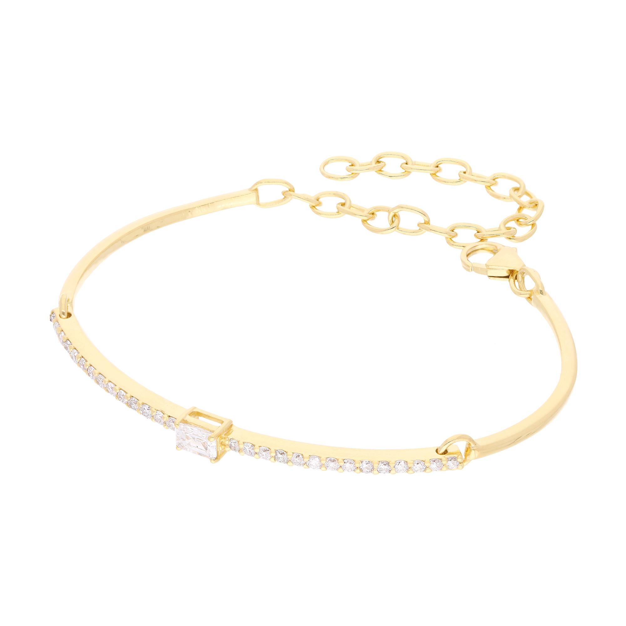 Bracelet moderne en or jaune 14 carats, 0,77 carat Emerald Cut SI/H Diamond Pour femmes en vente