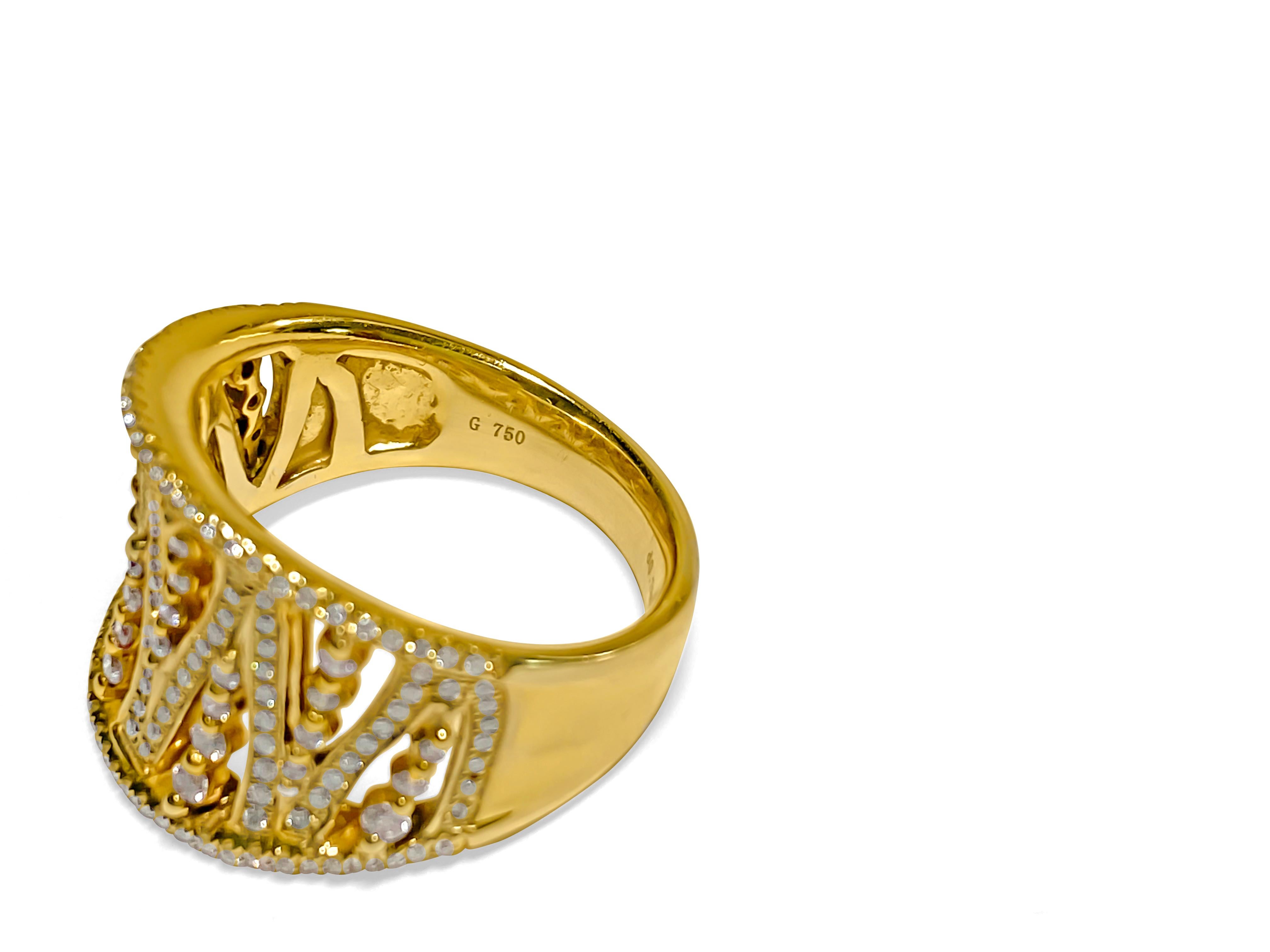 Modern 0.786 Carat Diamond 18 Karat Gold Band Ring In Excellent Condition For Sale In Miami, FL