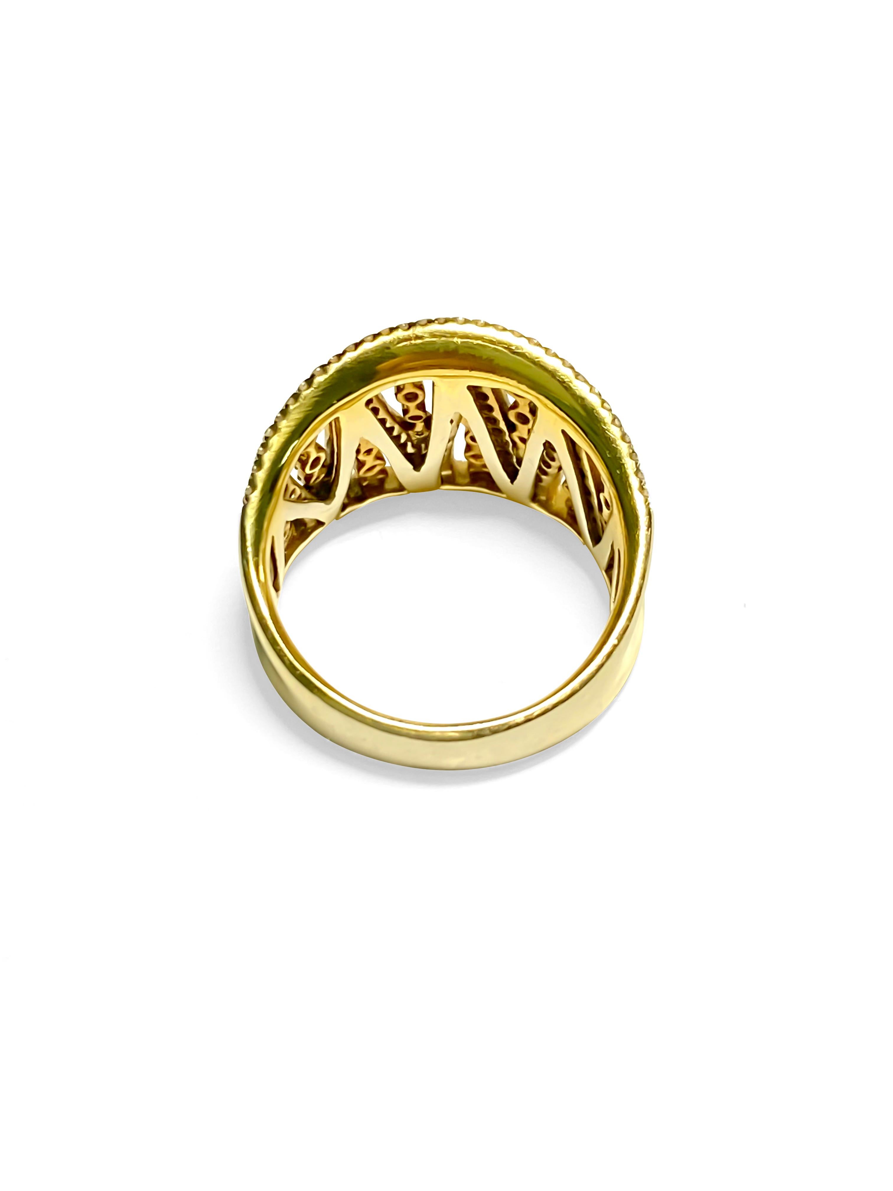 Women's Modern 0.786 Carat Diamond 18 Karat Gold Band Ring For Sale