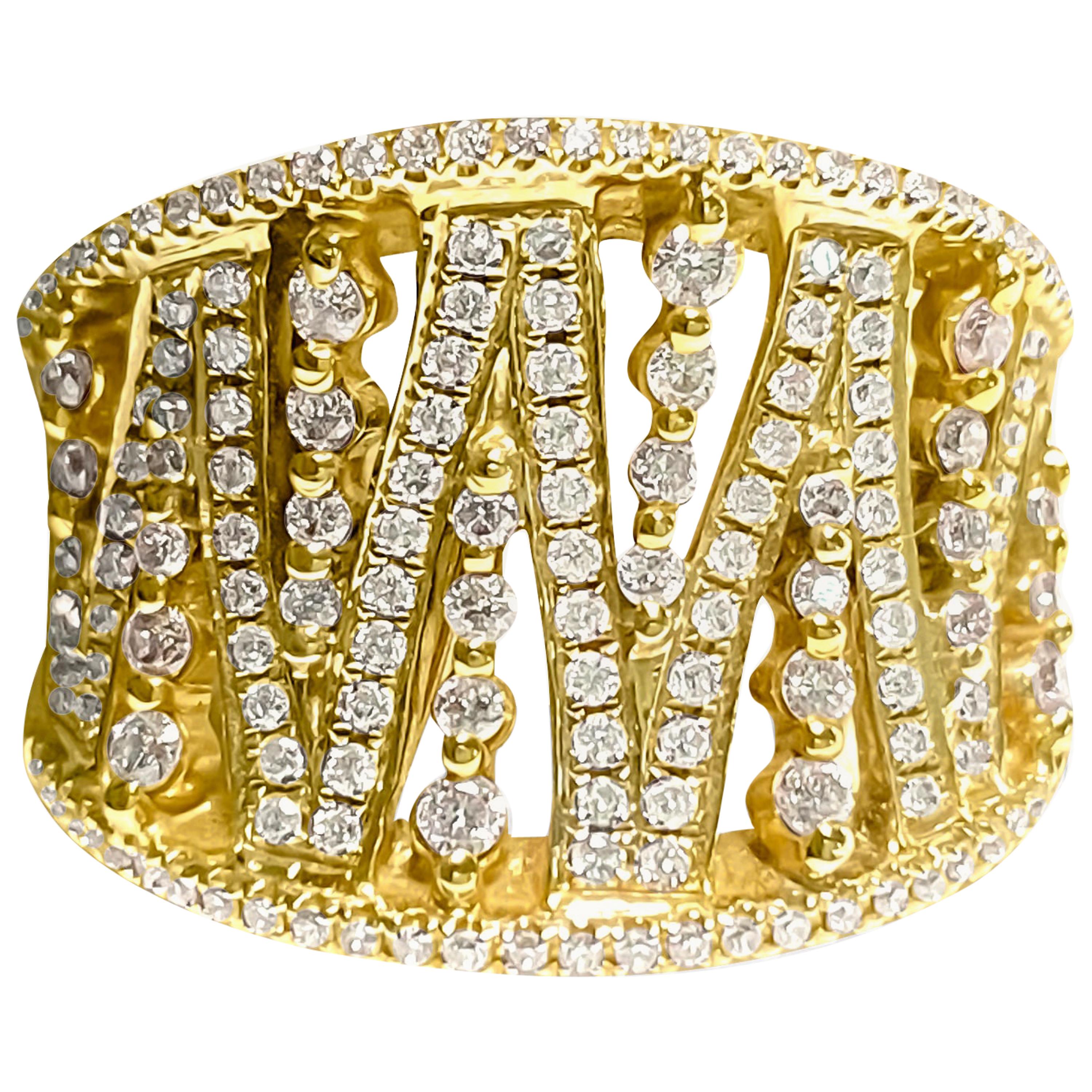 Modern 0.786 Carat Diamond 18 Karat Gold Band Ring For Sale