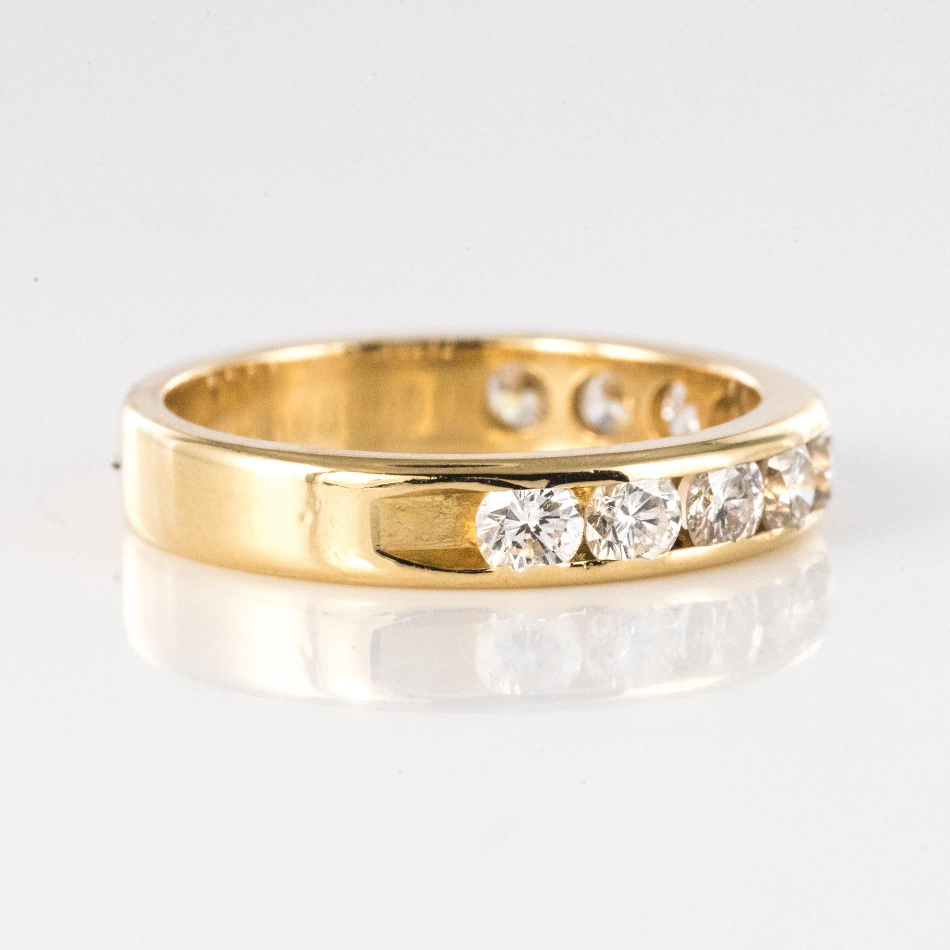 Modern 0.80 Carat Diamonds 14 Karat Yellow Gold Half Wedding Ring 7