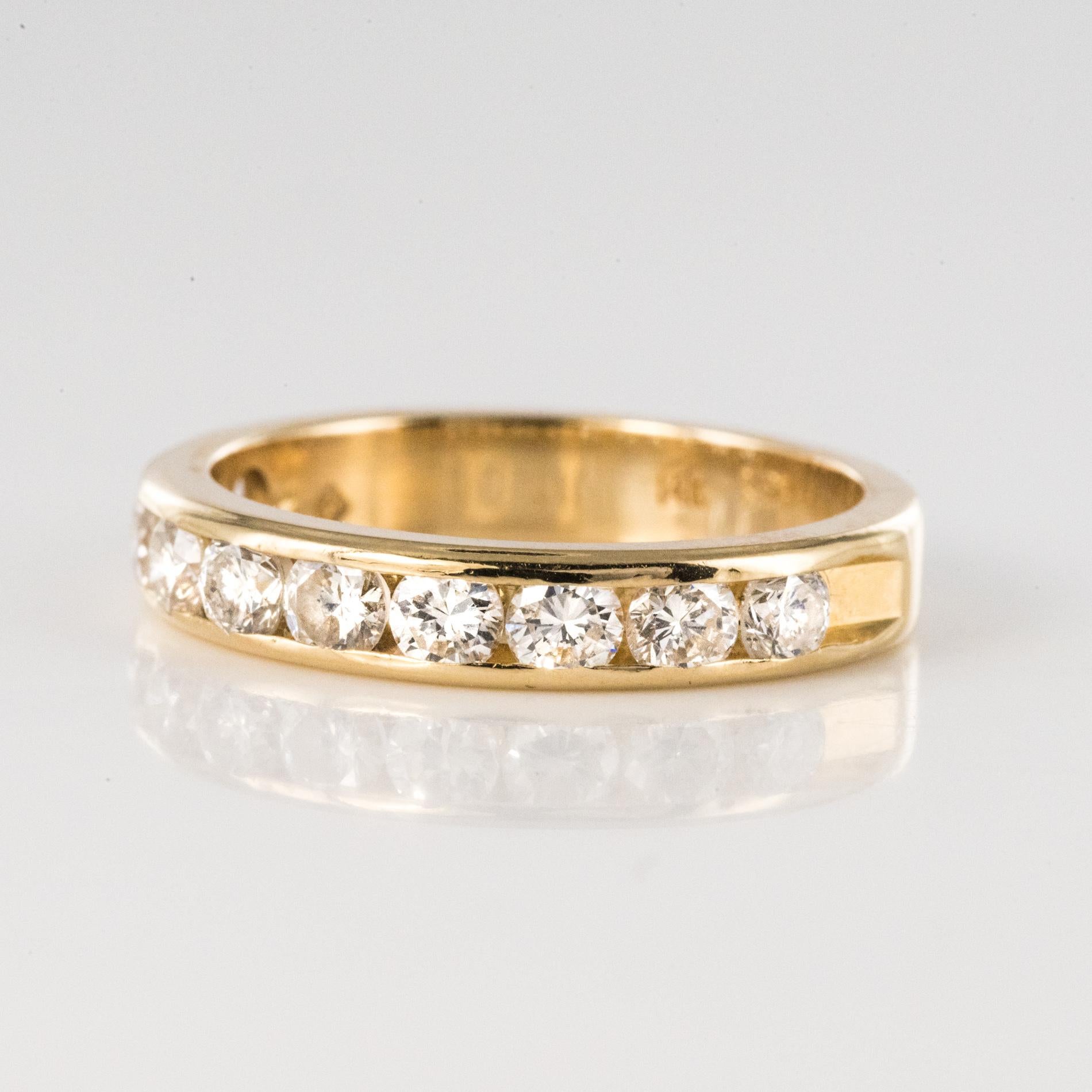 Brilliant Cut Modern 0.80 Carat Diamonds 14 Karat Yellow Gold Half Wedding Ring