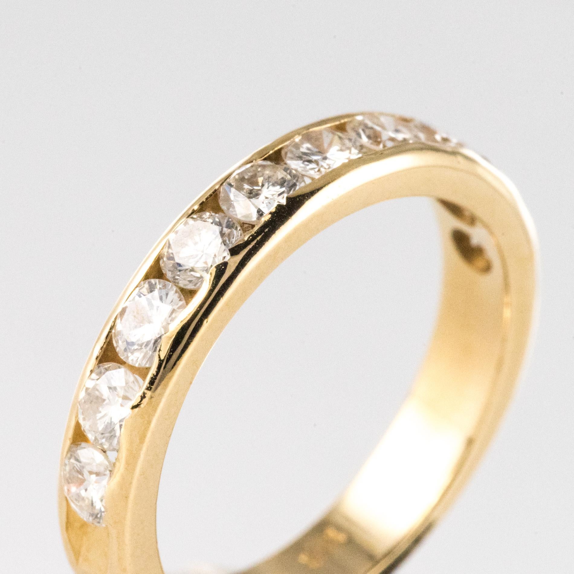 Modern 0.80 Carat Diamonds 14 Karat Yellow Gold Half Wedding Ring 2