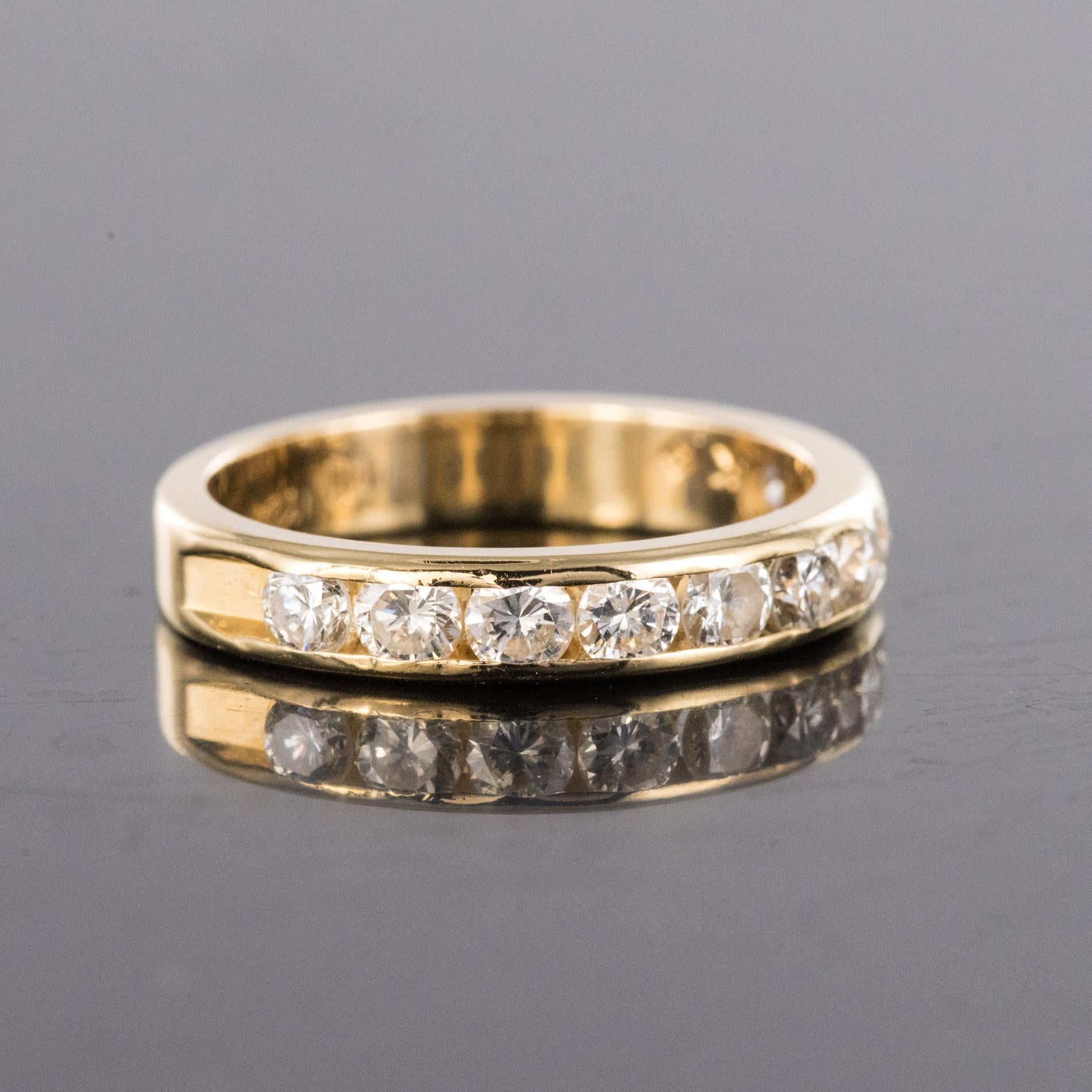 Modern 0.80 Carat Diamonds 14 Karat Yellow Gold Half Wedding Ring 4