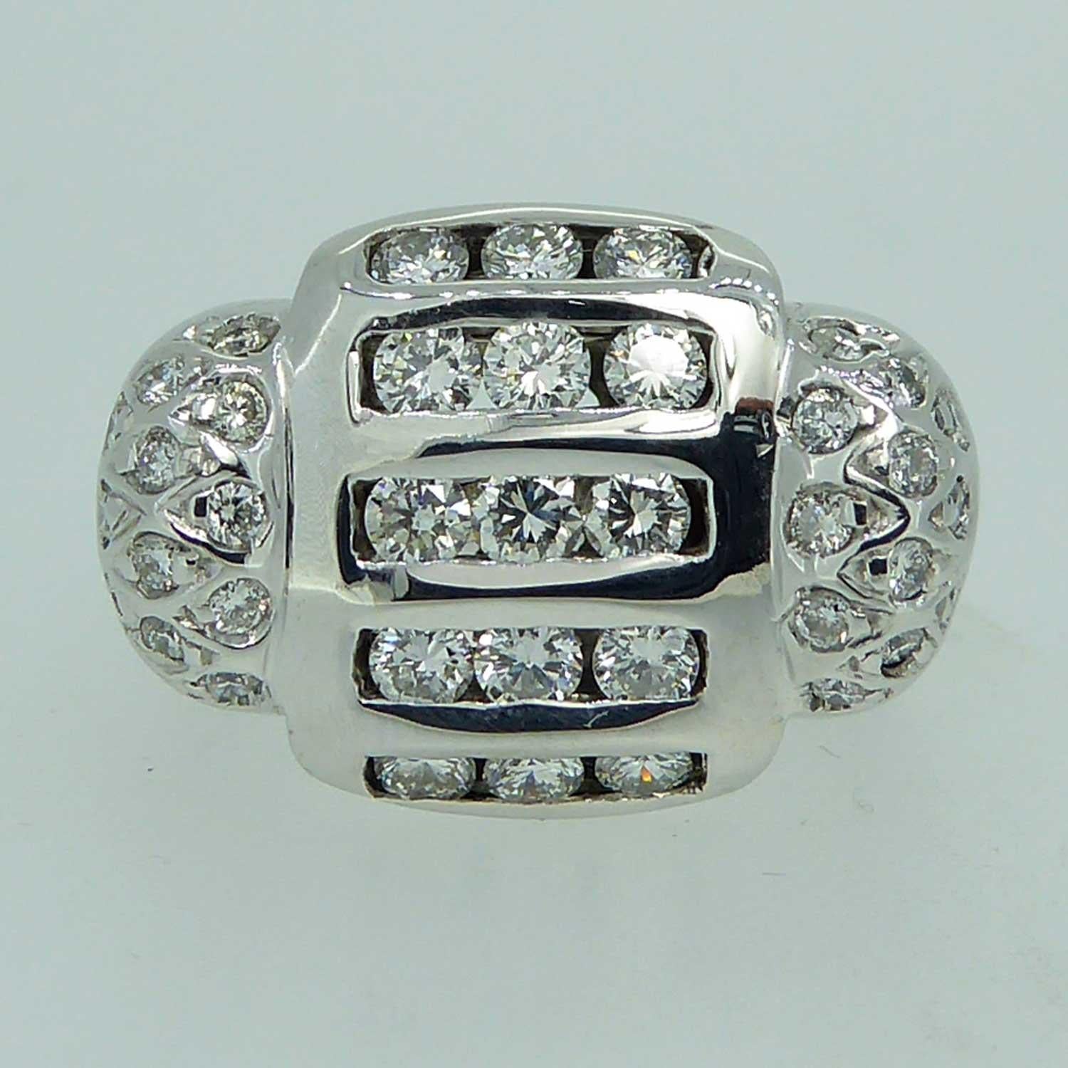 Modern 0.83 Carat Diamond Cluster Ring, 18 Carat White Gold, Avant Guarde Design 4