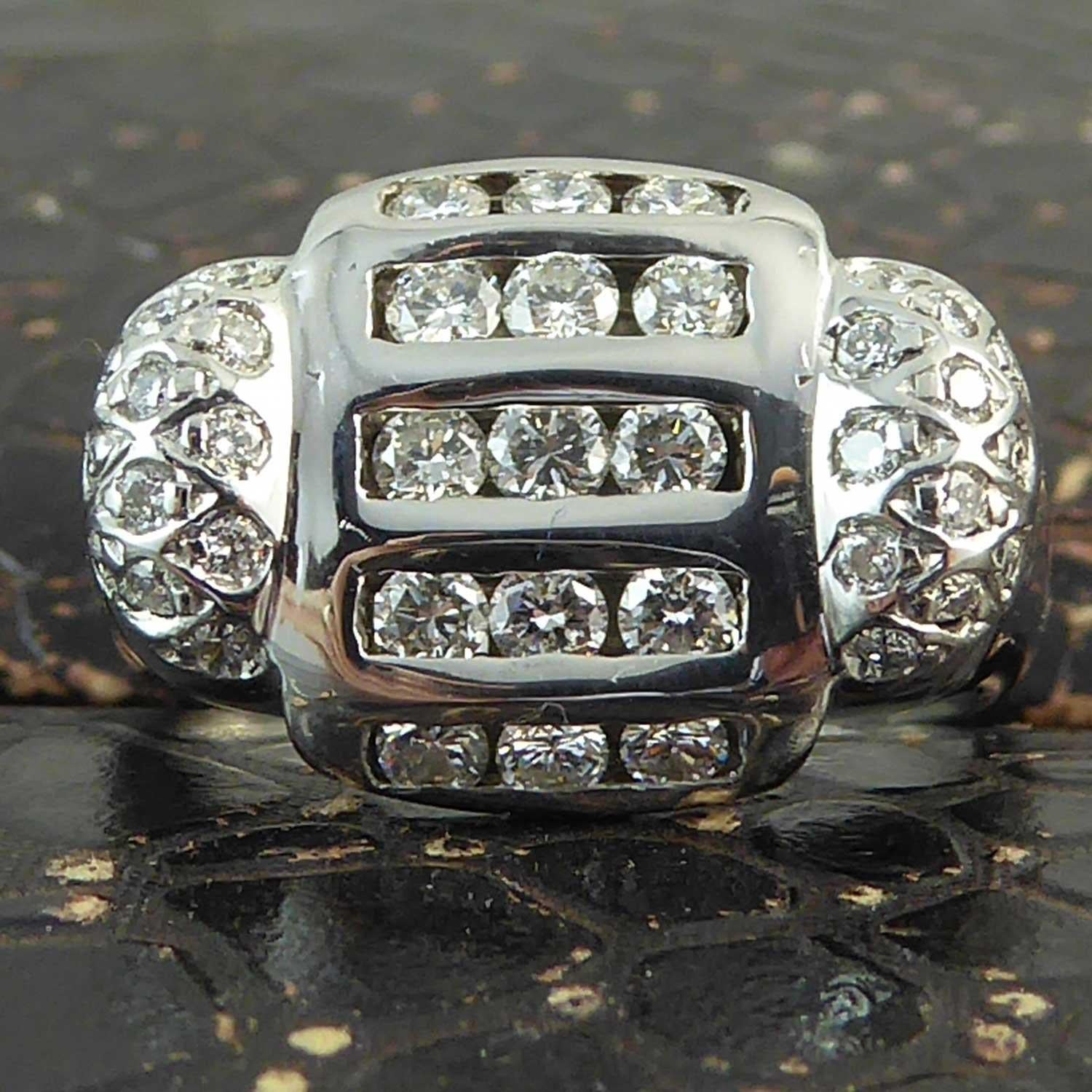 Modern 0.83 Carat Diamond Cluster Ring, 18 Carat White Gold, Avant Guarde Design 5
