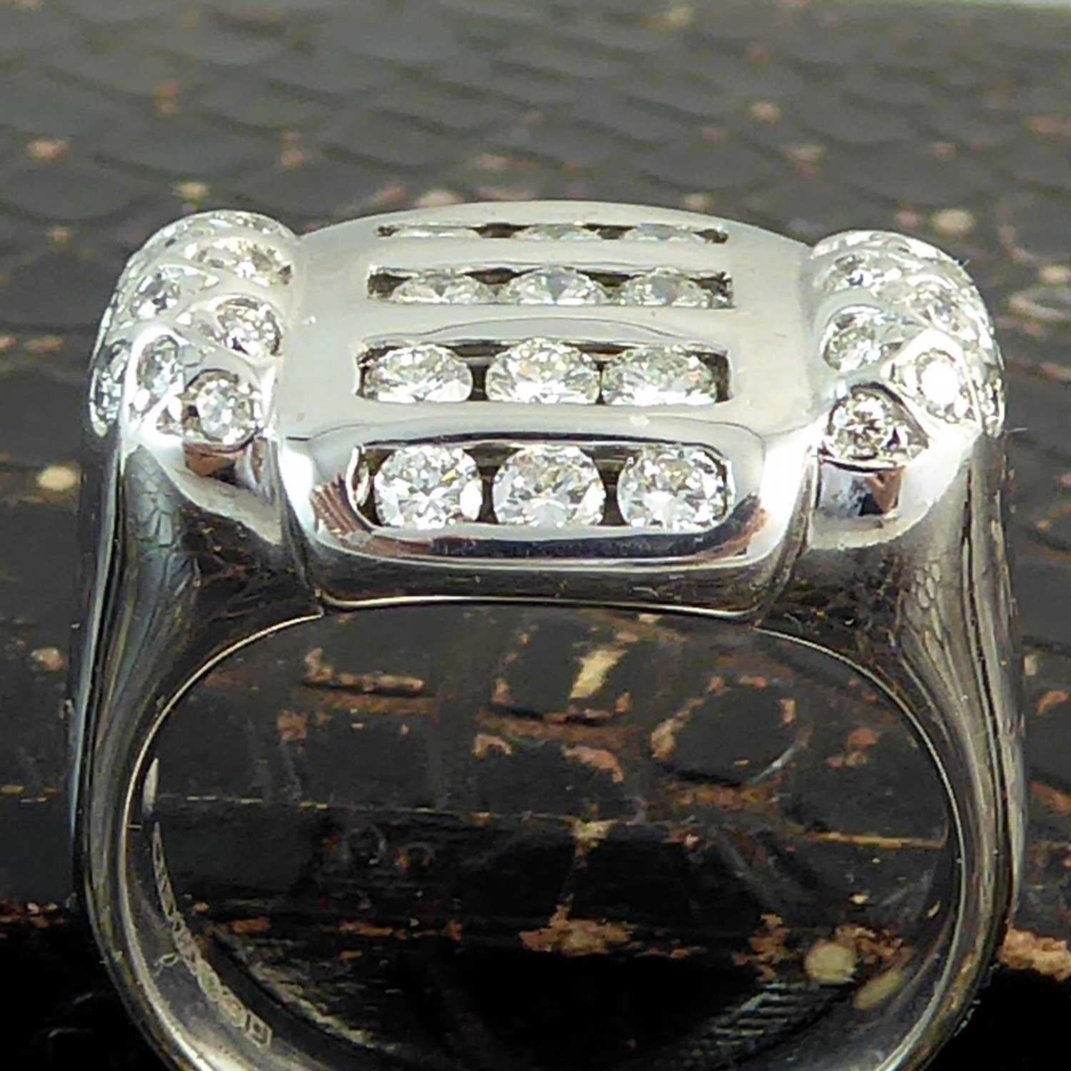 Modern 0.83 Carat Diamond Cluster Ring, 18 Carat White Gold, Avant Guarde Design 6