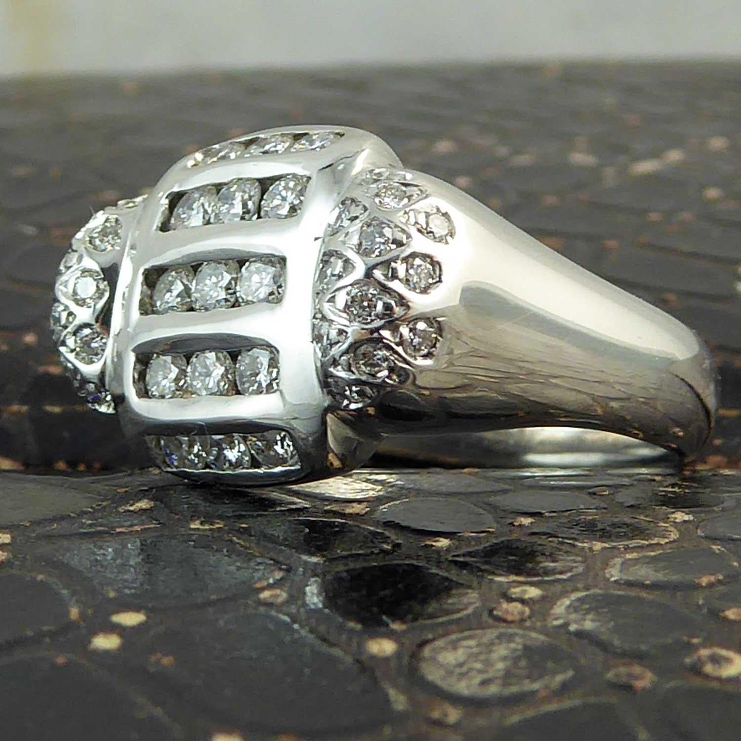 Modern 0.83 Carat Diamond Cluster Ring, 18 Carat White Gold, Avant Guarde Design 7