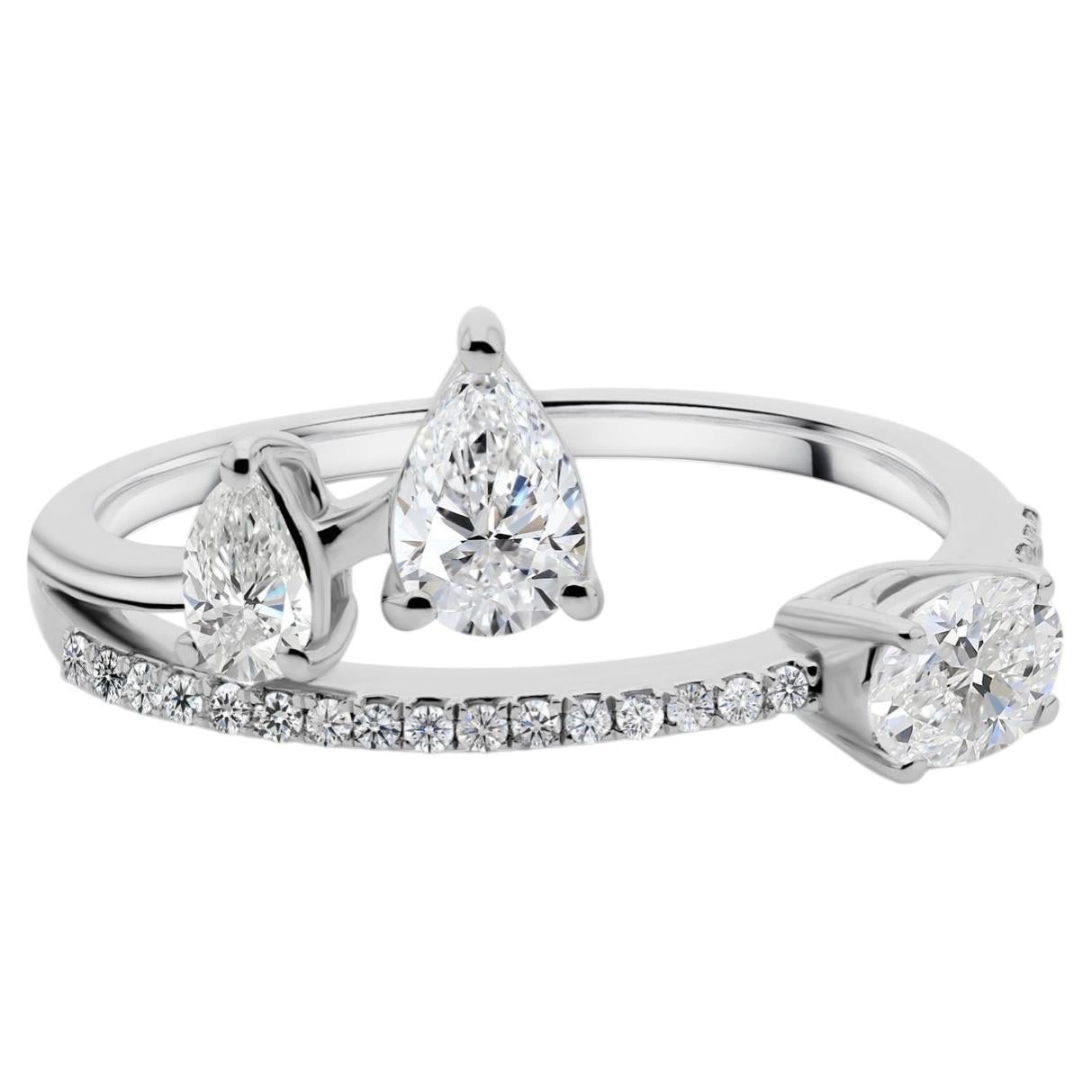 Modern 0.86 Carat SI/H Natural Diamond Bridal Band Ring 14 Karat White Gold