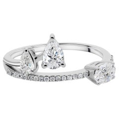 Modern 0.86 Carat SI/H Natural Diamond Bridal Band Ring 18 Karat White Gold